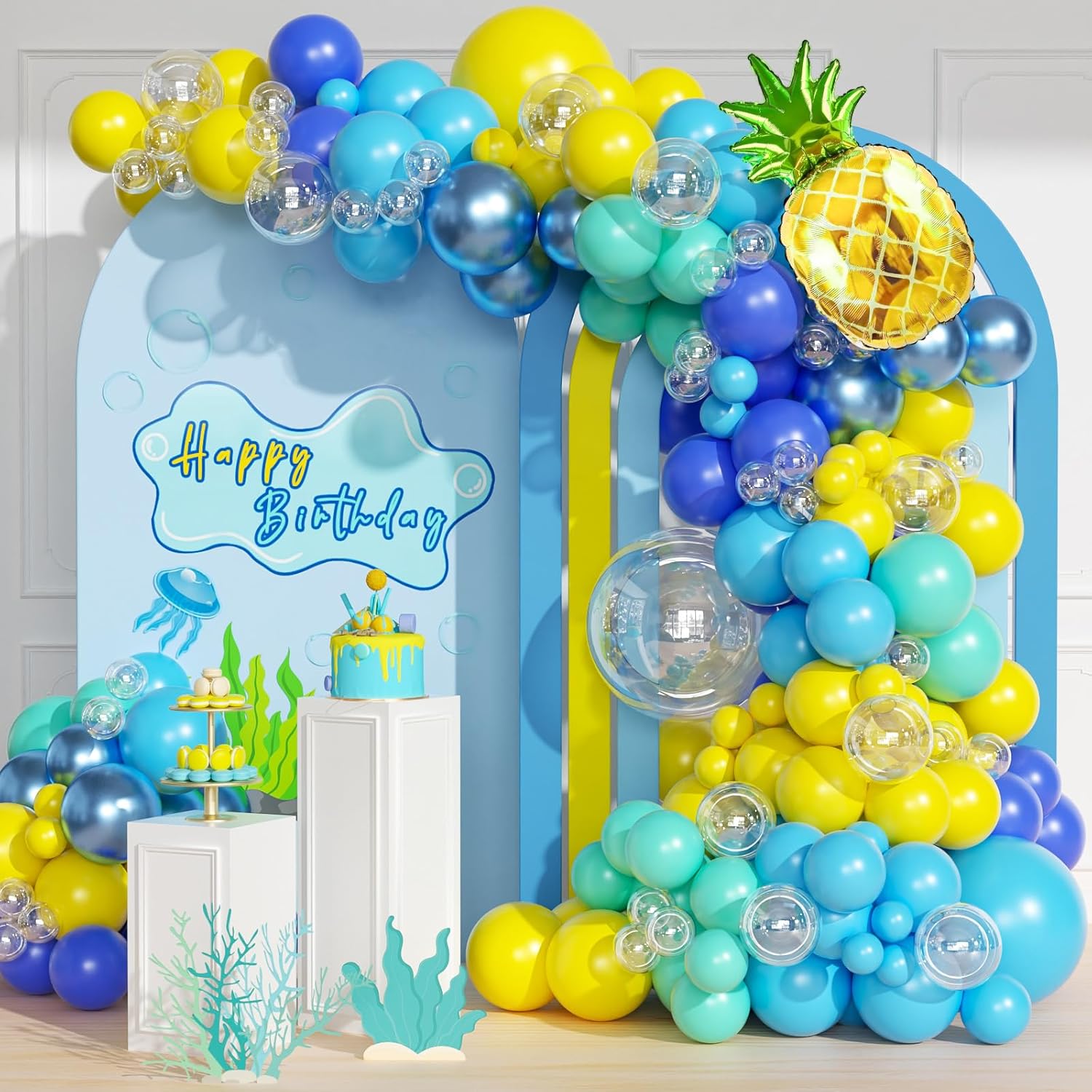 147pcs Cartoon Sponge Balloon Arch Kit Birthday Decorations
