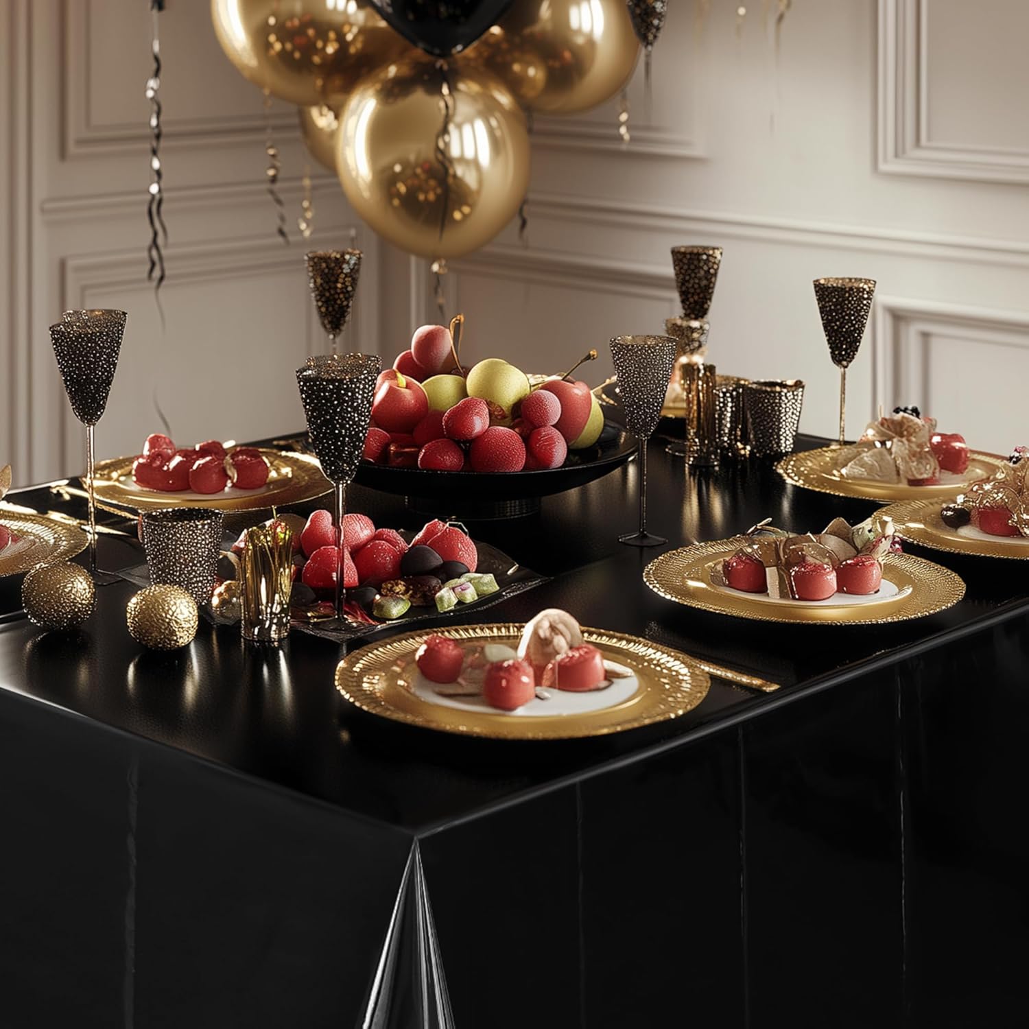8pcs Black Foil Tablecloth 54x72inch Party Supplies