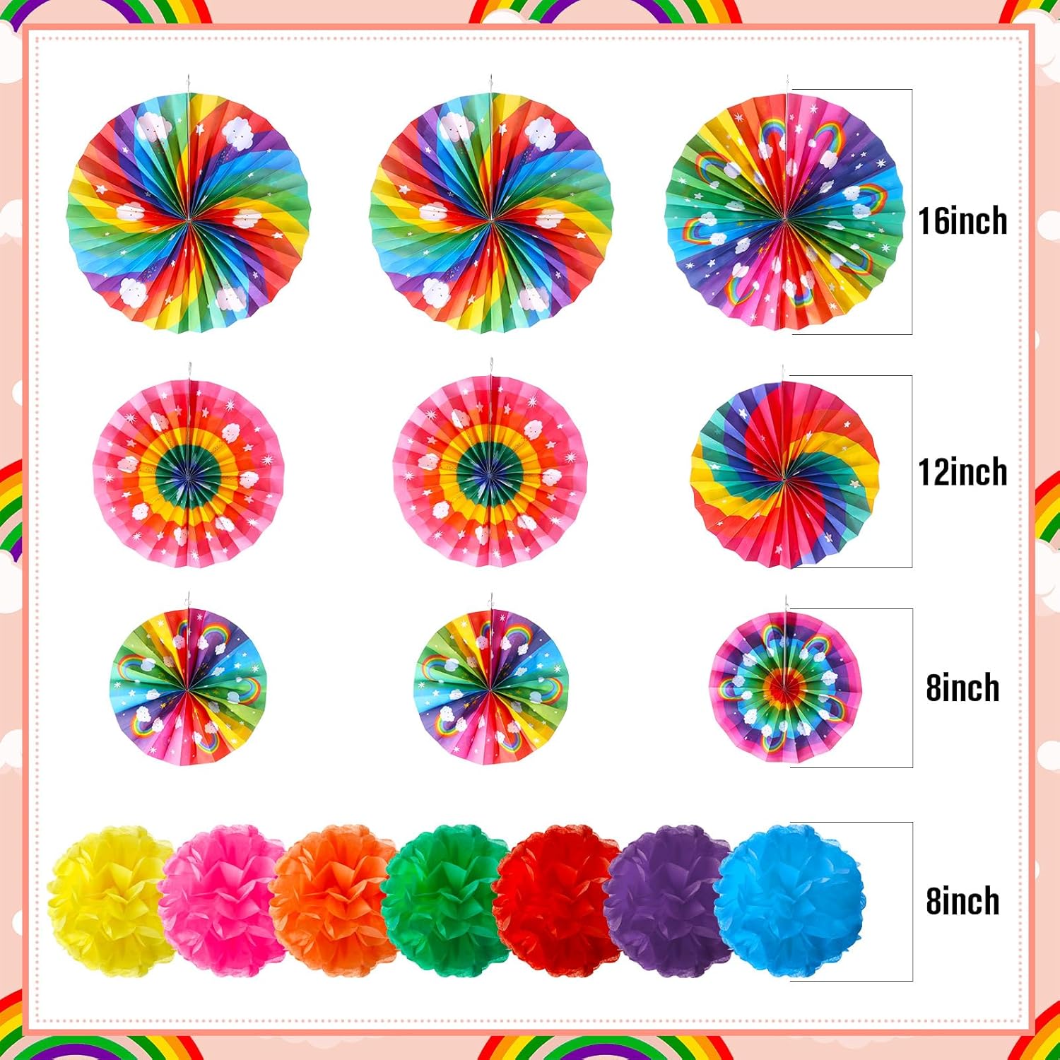 Outus 21 Pcs Rainbow Party Decorations