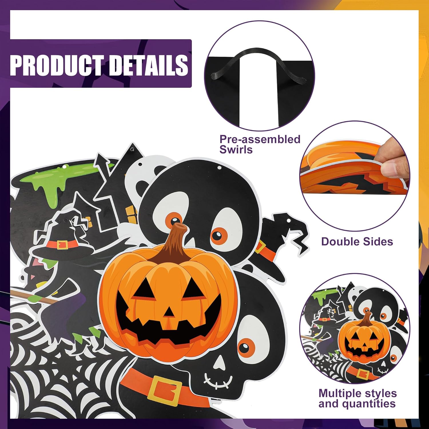 Halloween Party Decorations Happy Banner and Hanging Swirls