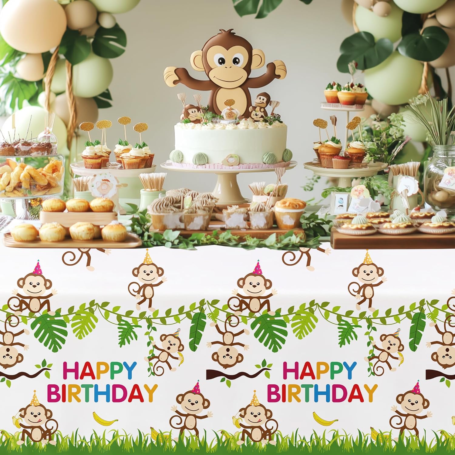 Monkey Birthday Decorations Tablecloth 3 Pack