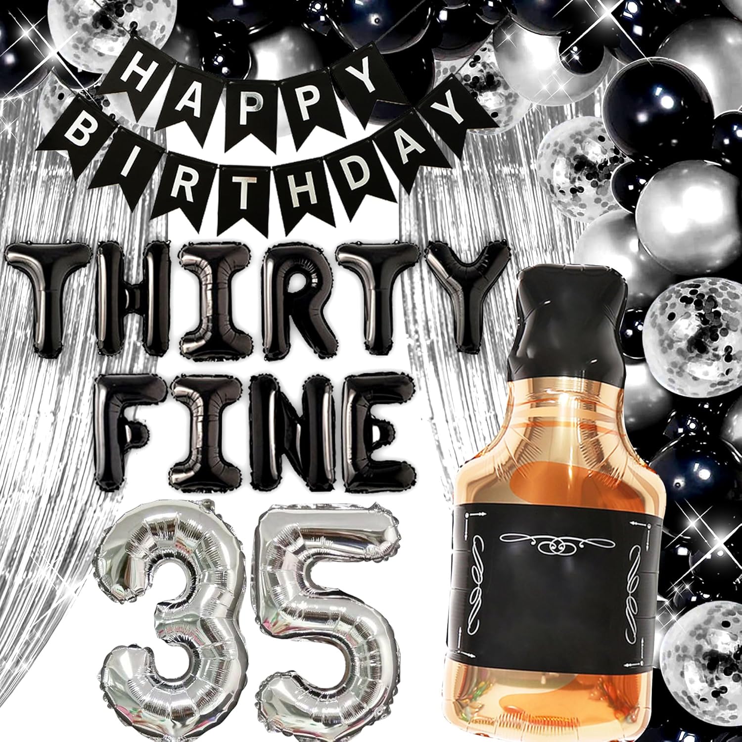 LaVenty 35th Birthday Balloons Set Whiskey Decorations
