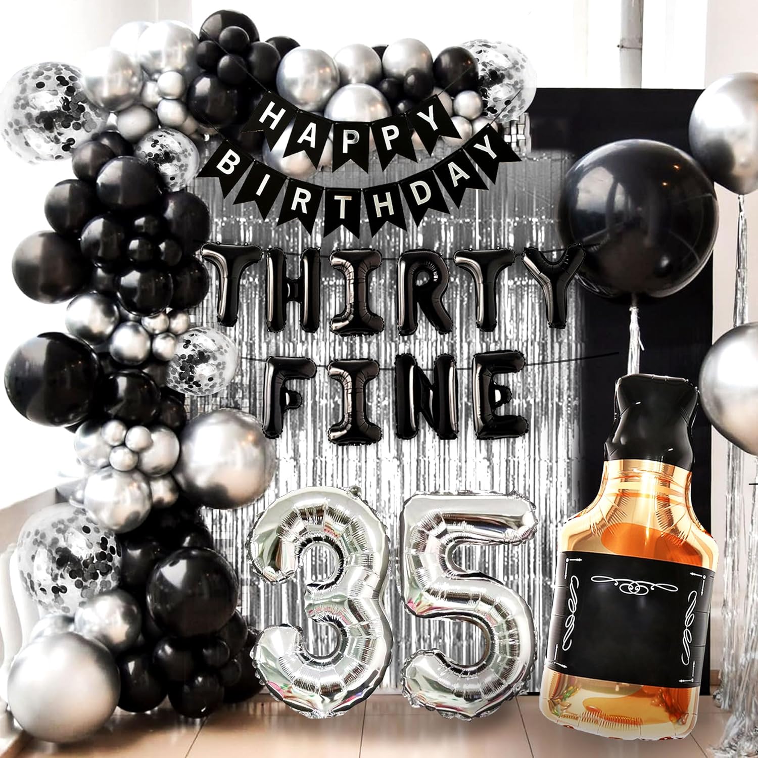LaVenty 35th Birthday Balloons Set Whiskey Decorations