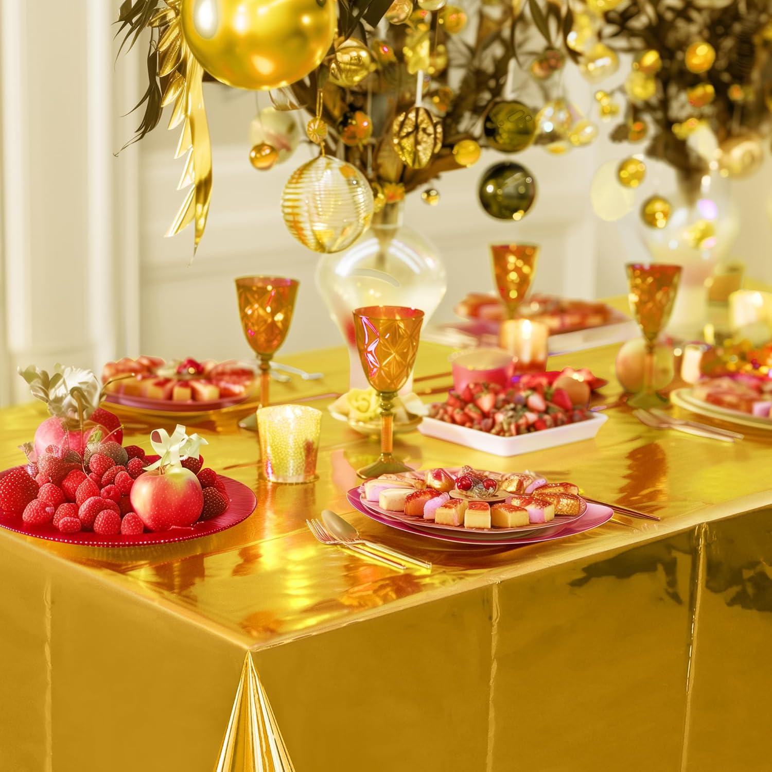 1 Piece Gold Foil Tablecloth 54x72 Inch Wedding Party Cover