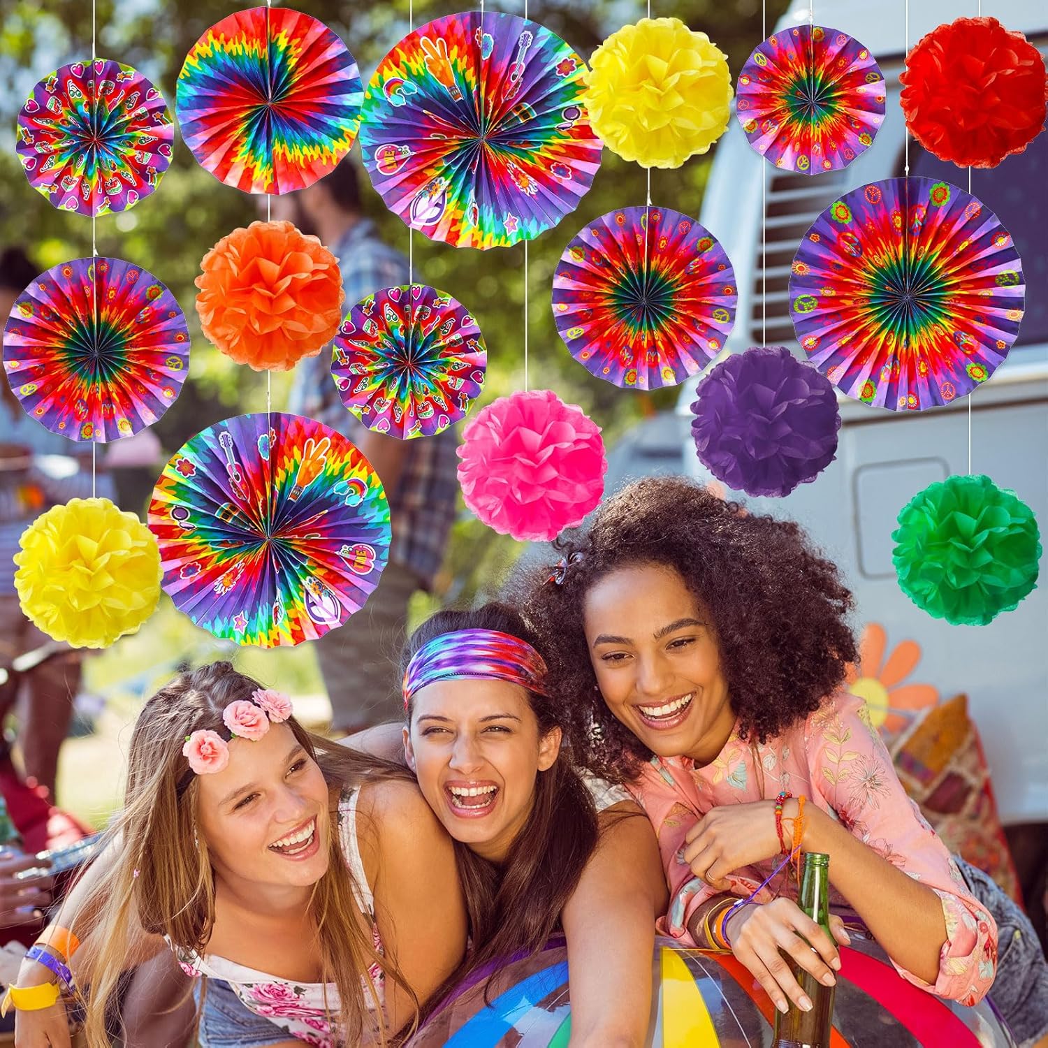 Outus 21 Pcs Hippie Party Decorations Set