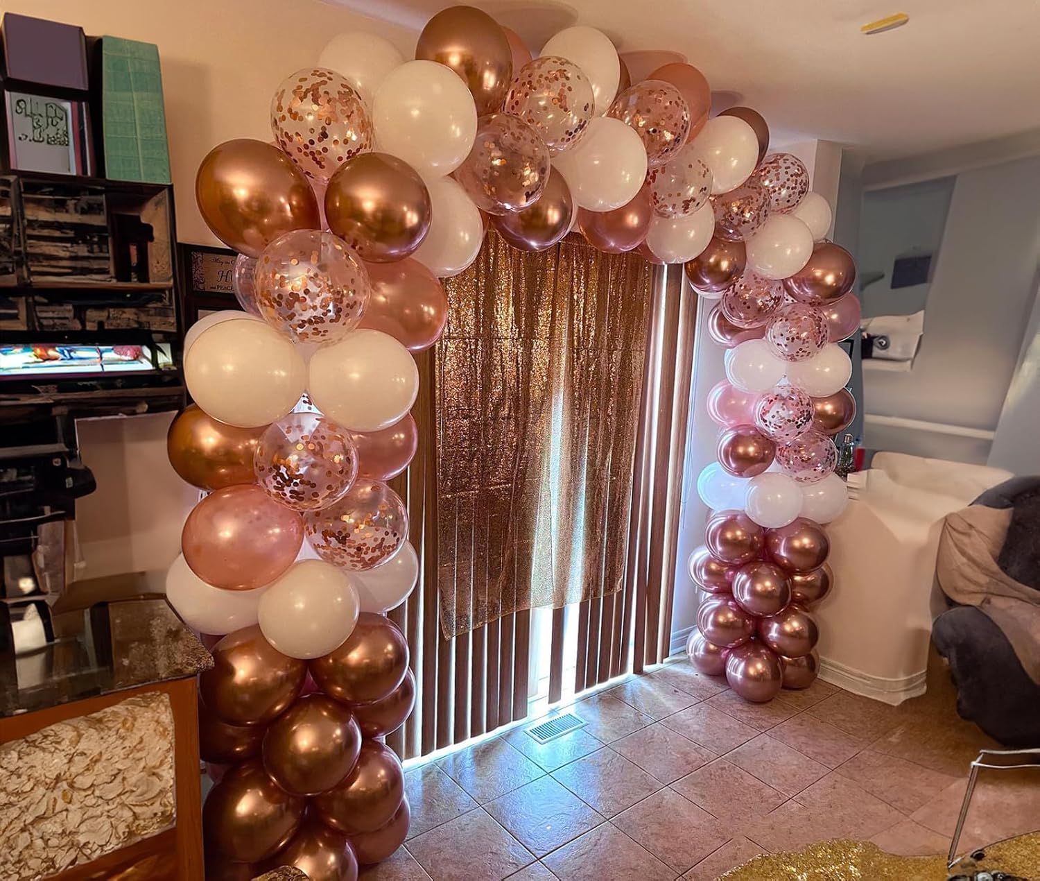 140Pcs Rose Gold Balloon Arch Kit
