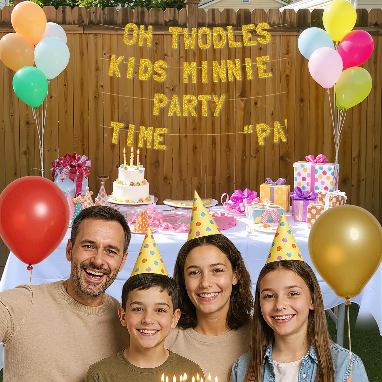 Meowoo Oh Twodles Party Banner with Glittery Gold Letters