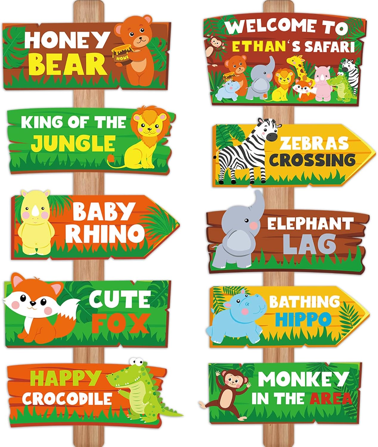 HOWAF 20pcs Jungle Safari Party Welcome Signs