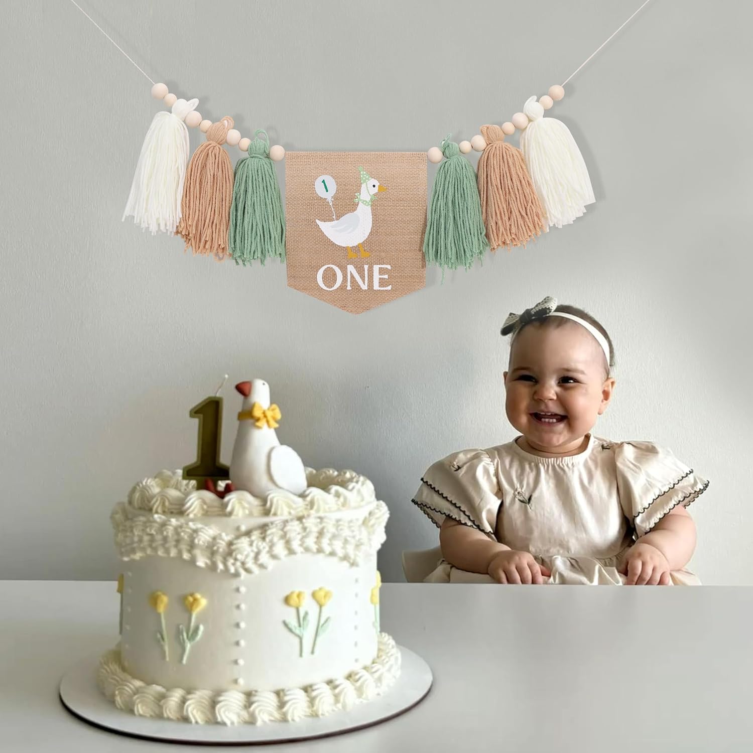 Goose One Happy Birthday High Chair Banner