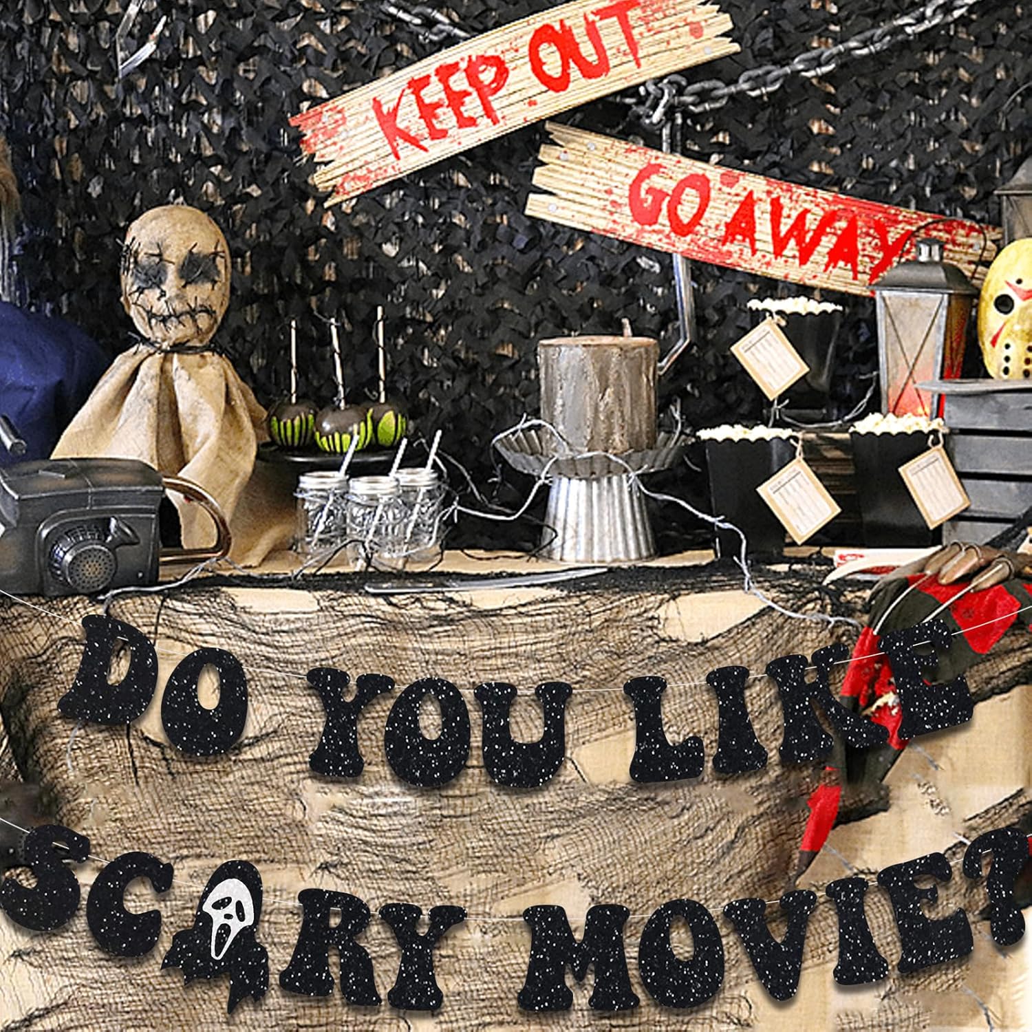 Halloween Movie Night Party Banner Scream Garland Decor