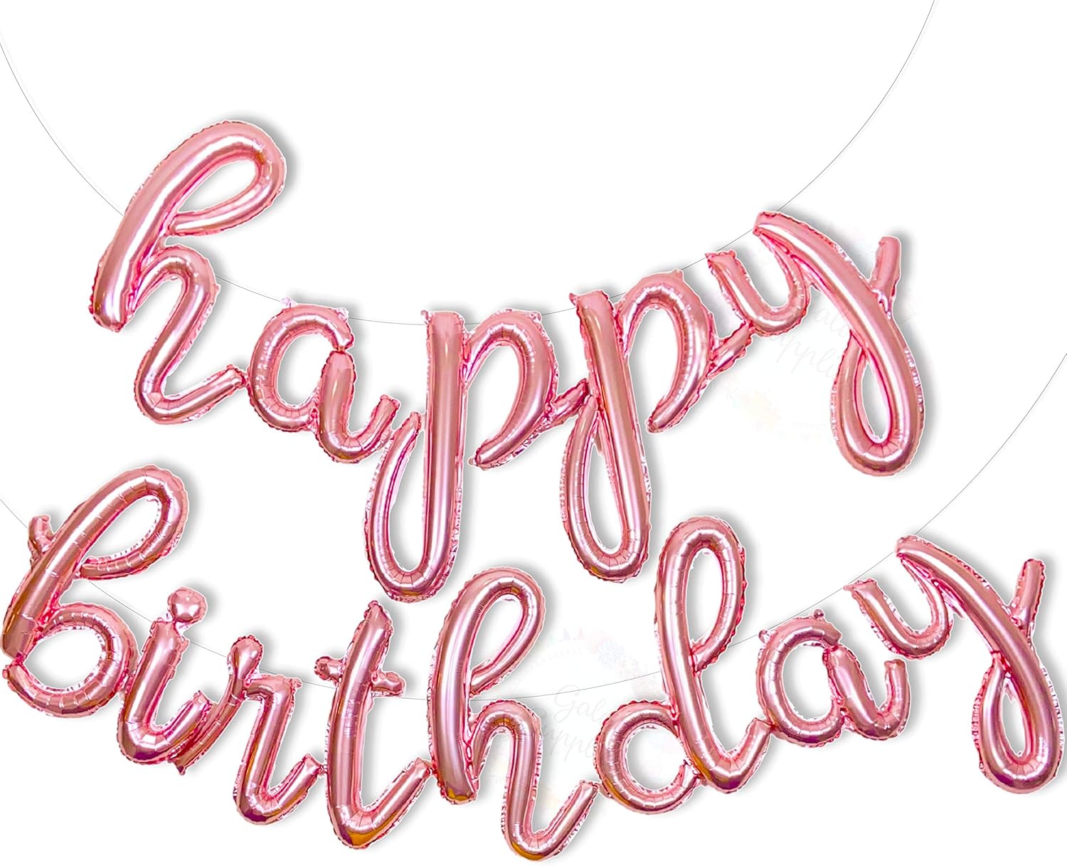 Rose Gold Happy Birthday Balloon Banner Sign