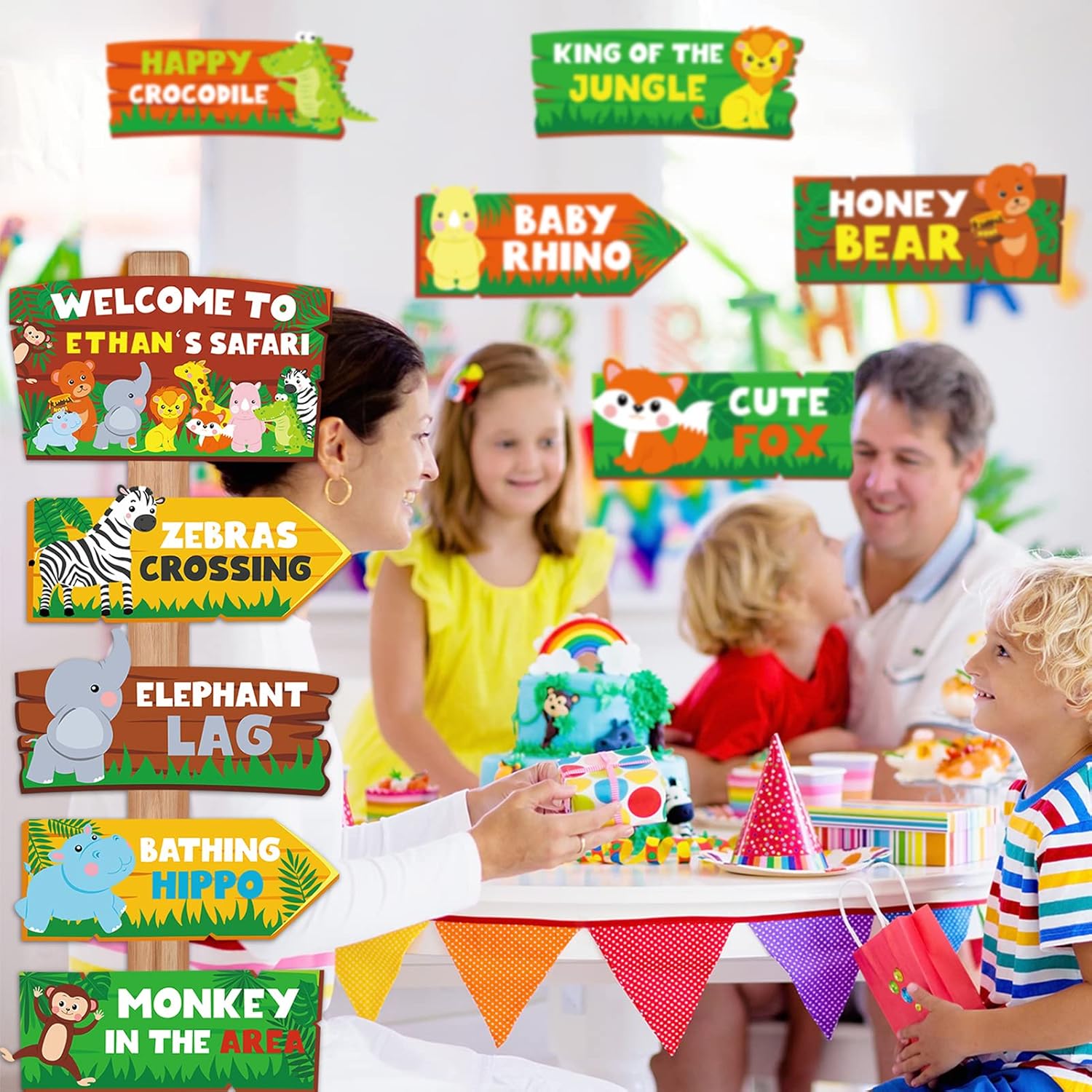 HOWAF 20pcs Jungle Safari Party Welcome Signs