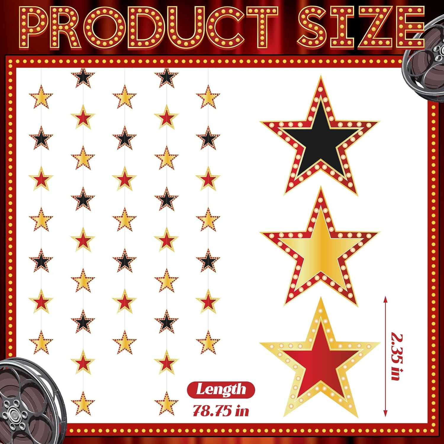 TaoBary 6 Pcs Movie Star Garland Banner Decorations