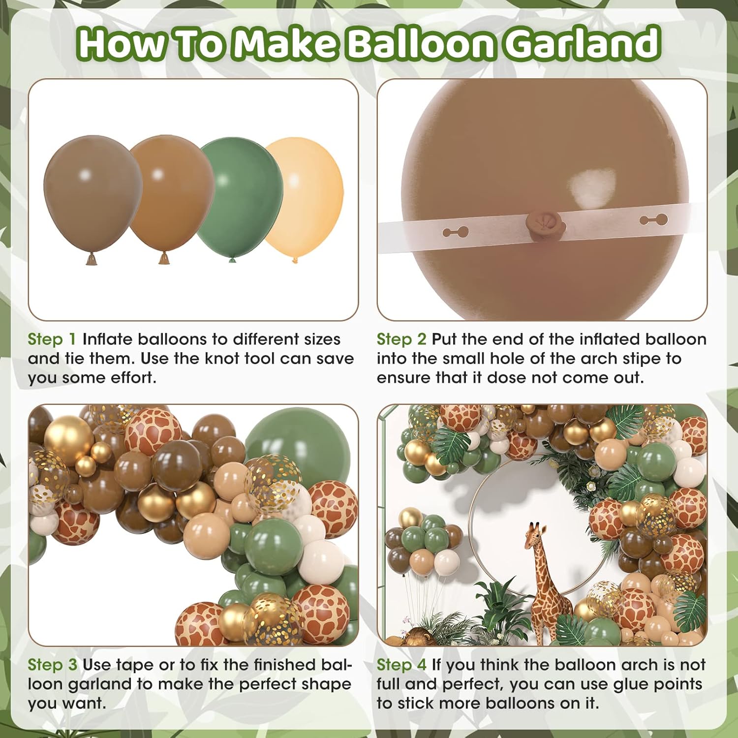170Pcs Jungle Safari Balloons Garland Kit