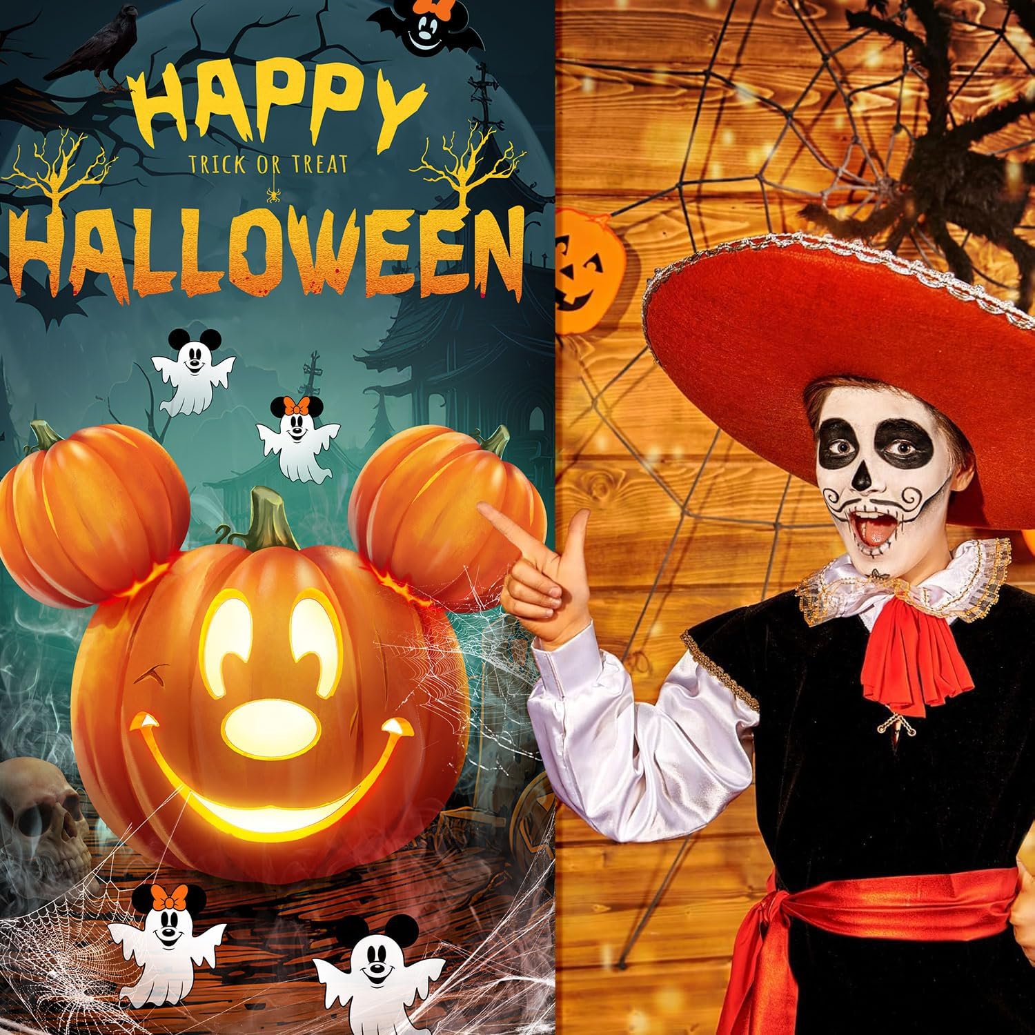 Halloween Mouse Pumpkin Banner - Large Door Cover Decor