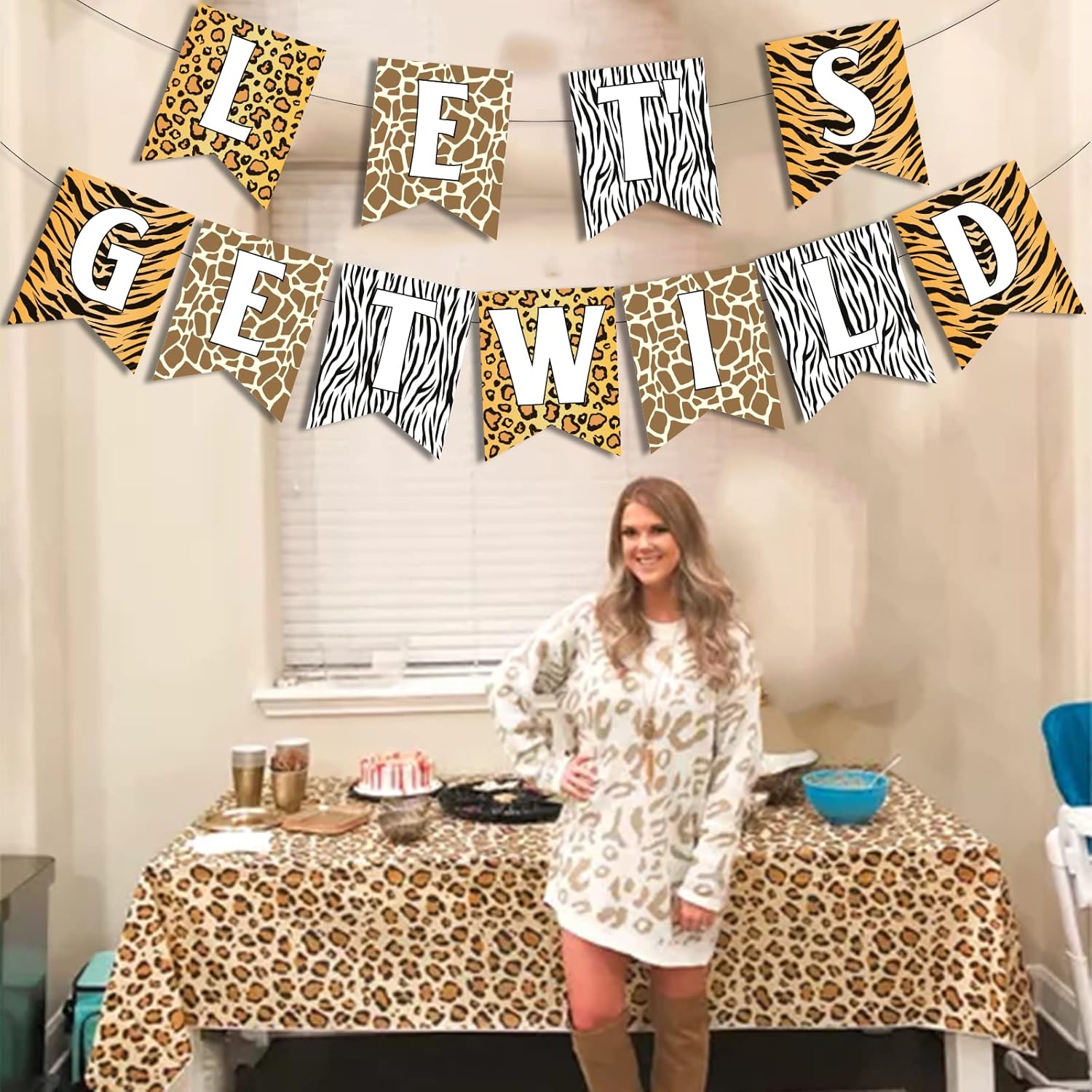 Wild Animal Banner for Jungle Party Decorations