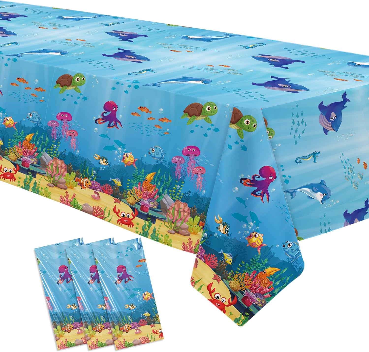 Under The Sea Party Decorations Tablecloth 3Pcs