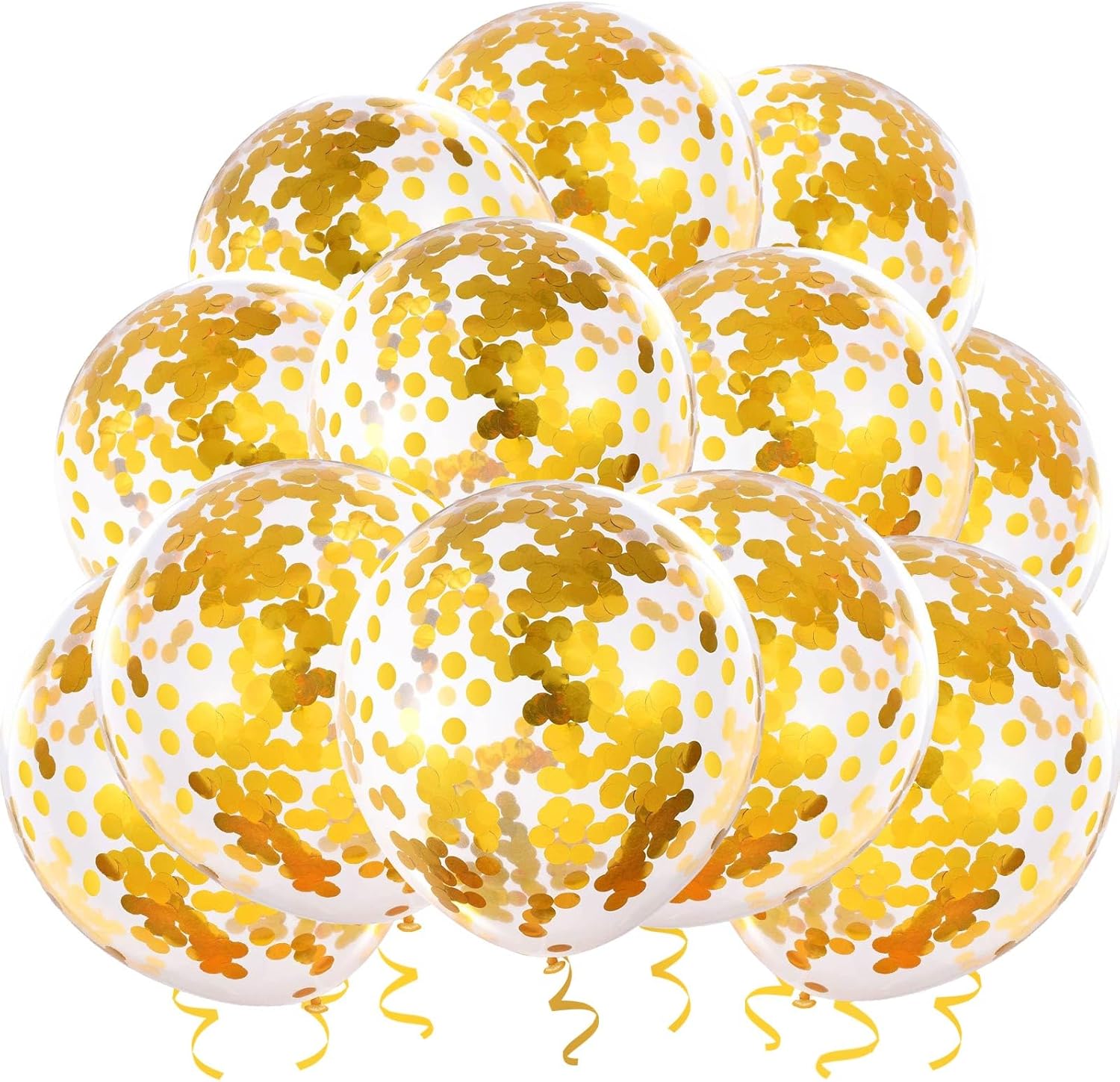 Gold Confetti Balloons 25 Pcs 12 Inch Clear Latex