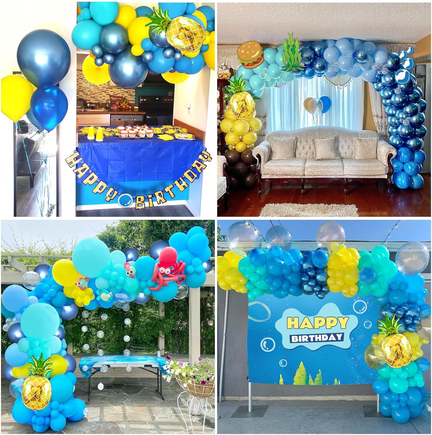 147pcs Cartoon Sponge Balloon Arch Kit Birthday Decorations