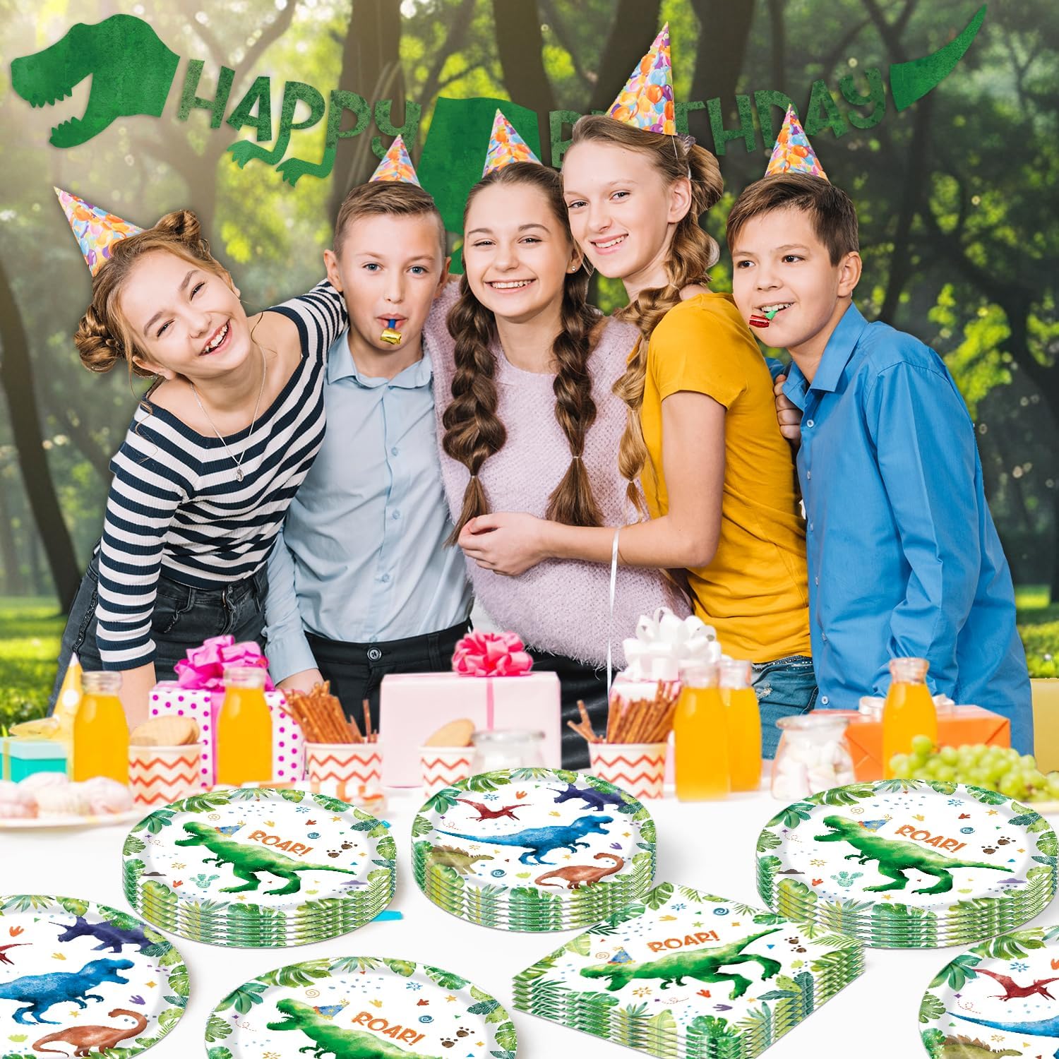 142 Pcs Dinosaur Themed Party Supplies Set