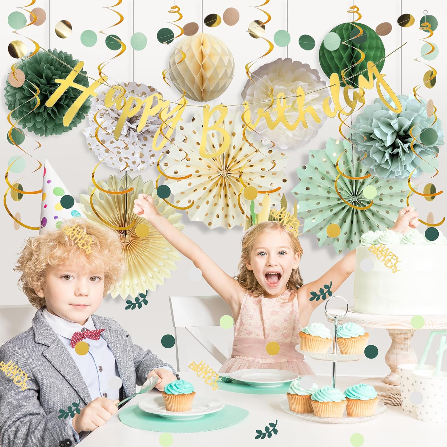 Sage Green Birthday Party Decor 13 Pcs Set