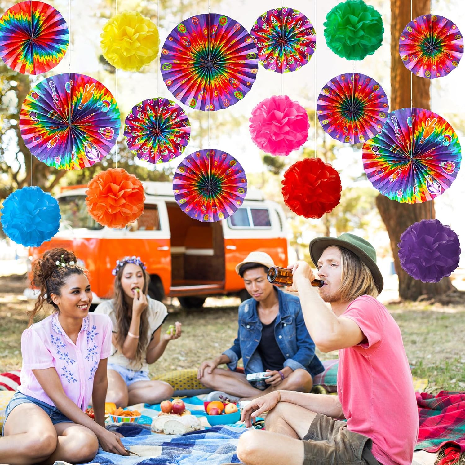 Outus 21 Pcs Hippie Party Decorations Set