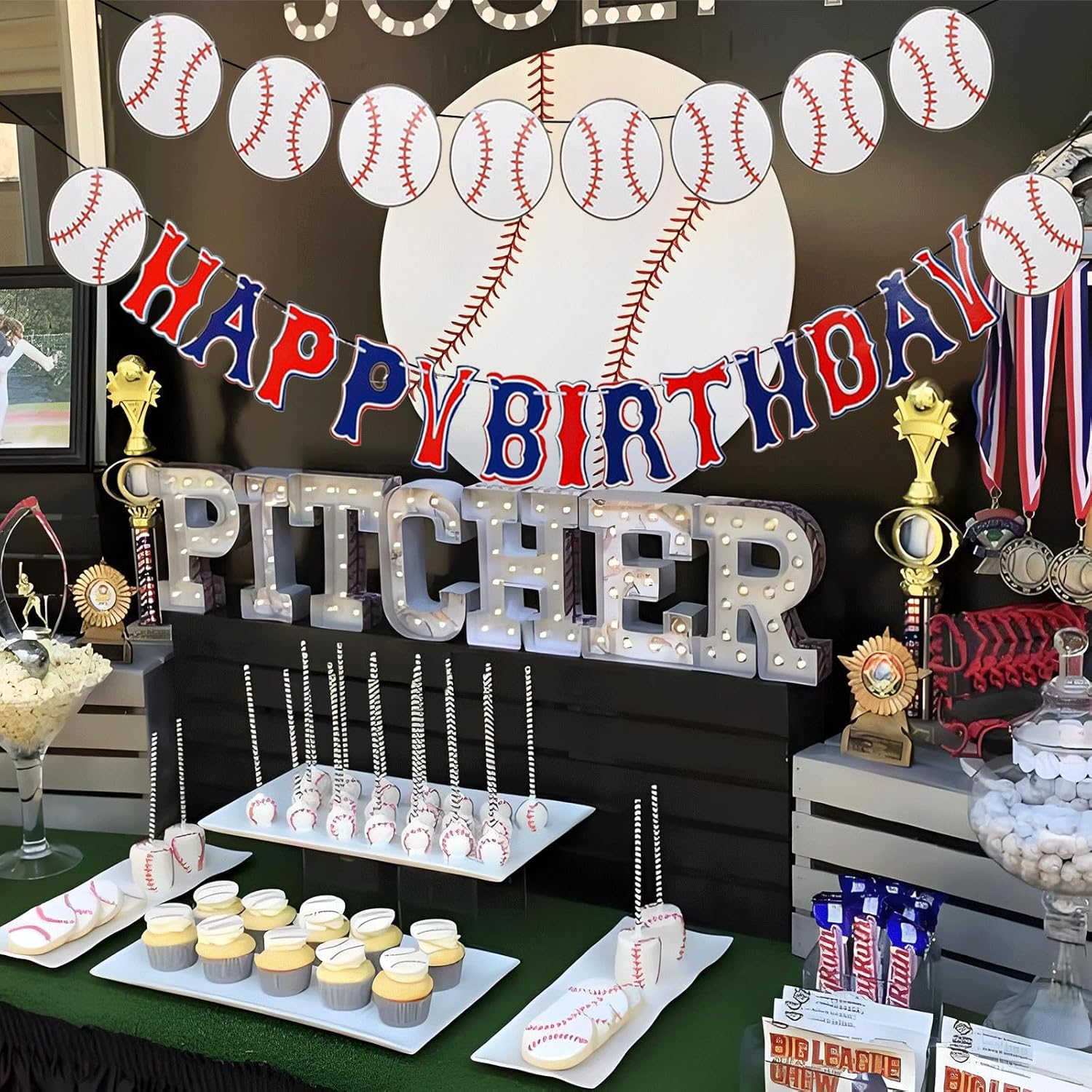YOUDICT Baseball Birthday Banner with Adjustable Letters