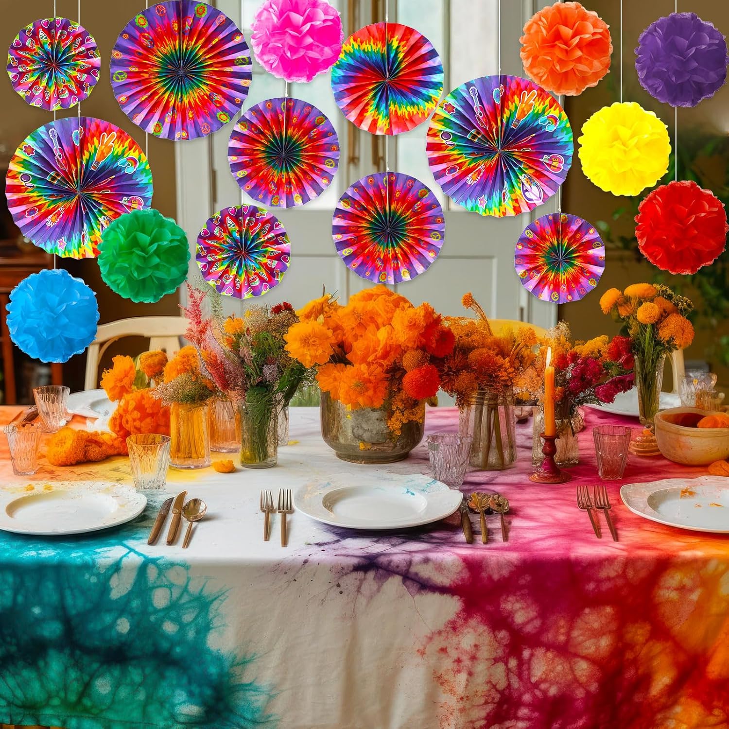 Outus 21 Pcs Hippie Party Decorations Set