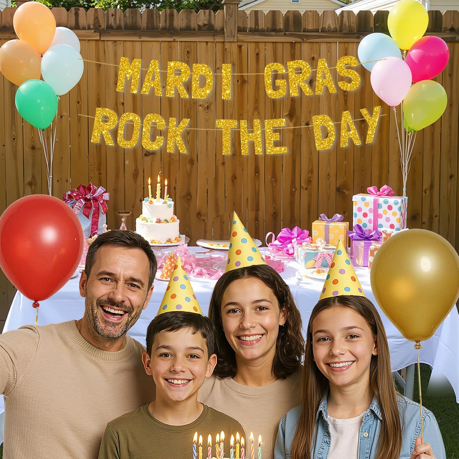 Meowoo Mardi Gras Sparkling Decor Banner