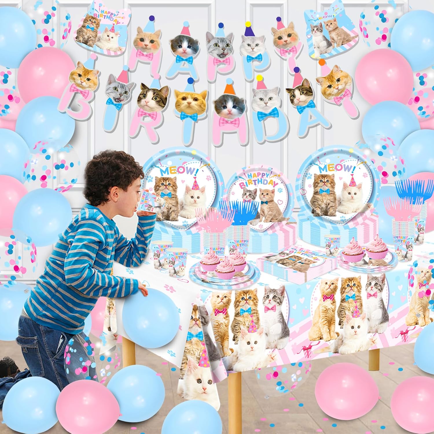 Cat Birthday Decorations 146Pcs Party Supplies Set