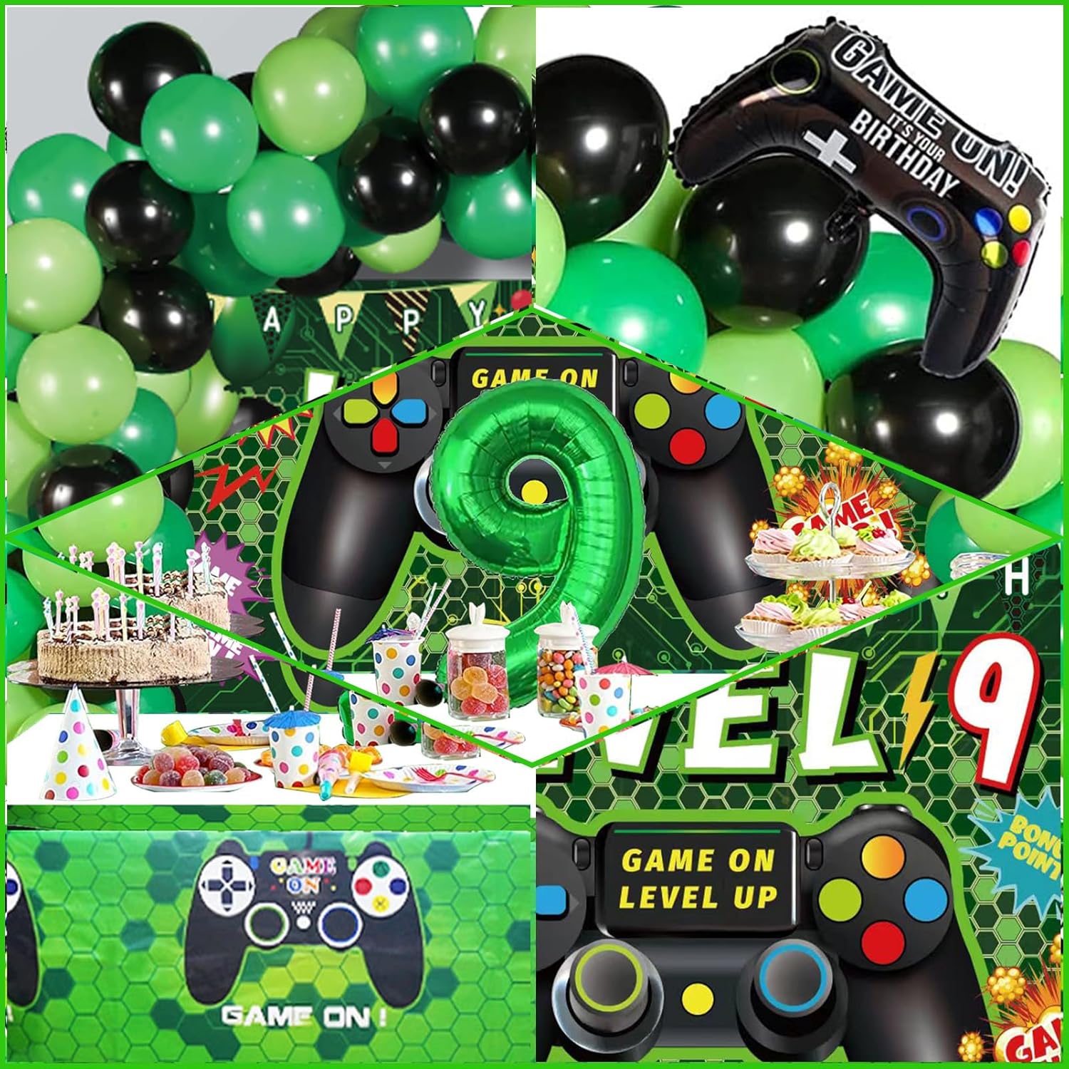 90PCS 9th Birthday Video Game Decorations for Boys