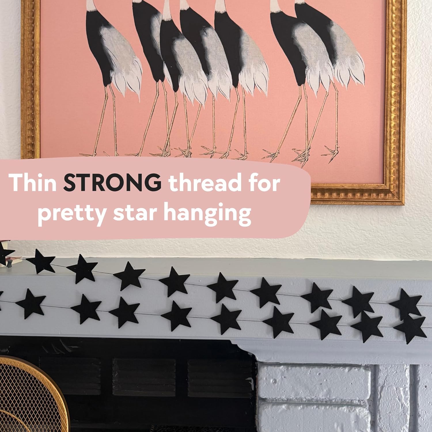 Black Felt Star Garland 2 Banners 12 Feet Prestrung