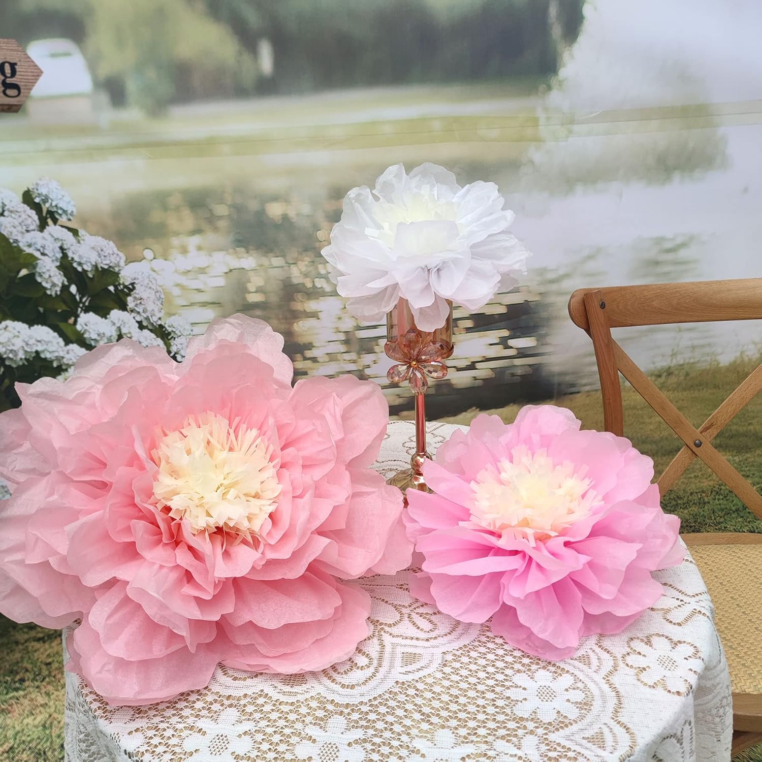 Mybbshower Blush Pink Paper Flowers for Baby Shower Decor
