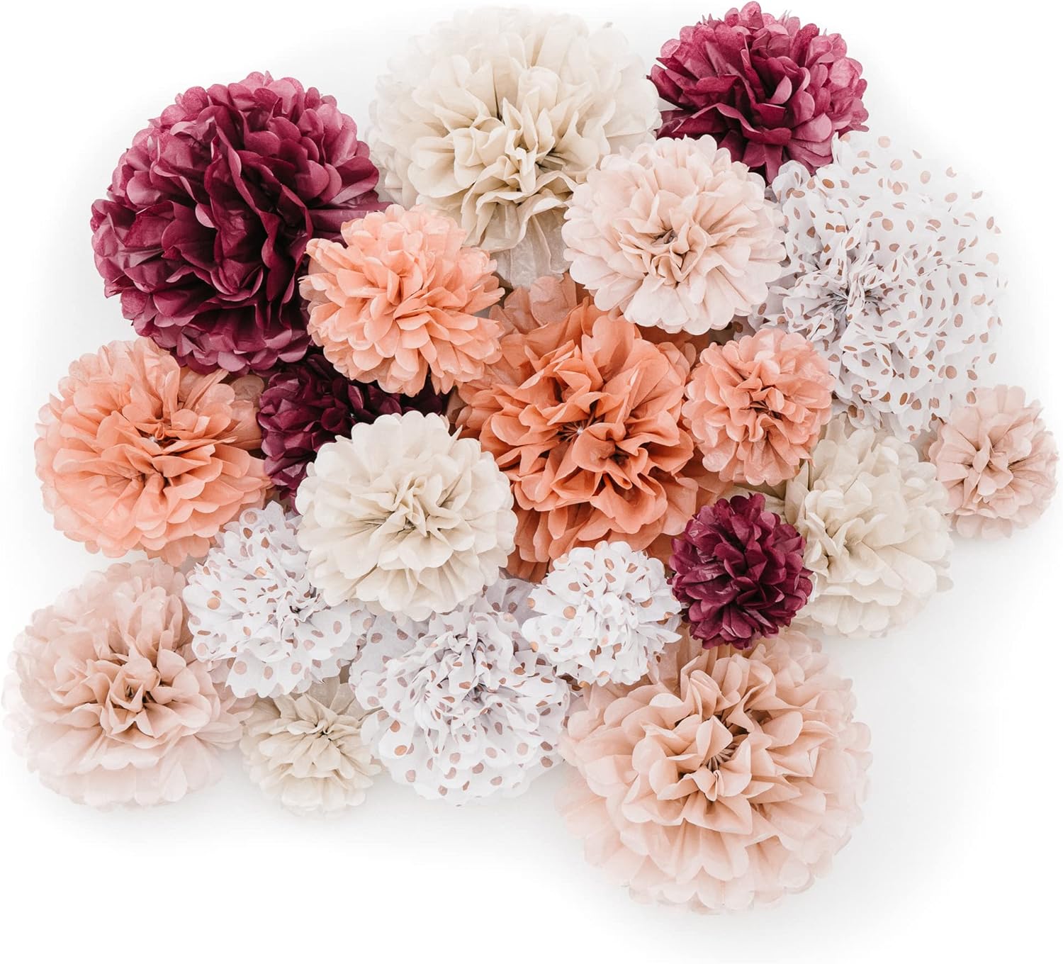 PapaKit Dusty Rose Pink Tissue Pom Poms 20 Piece Set