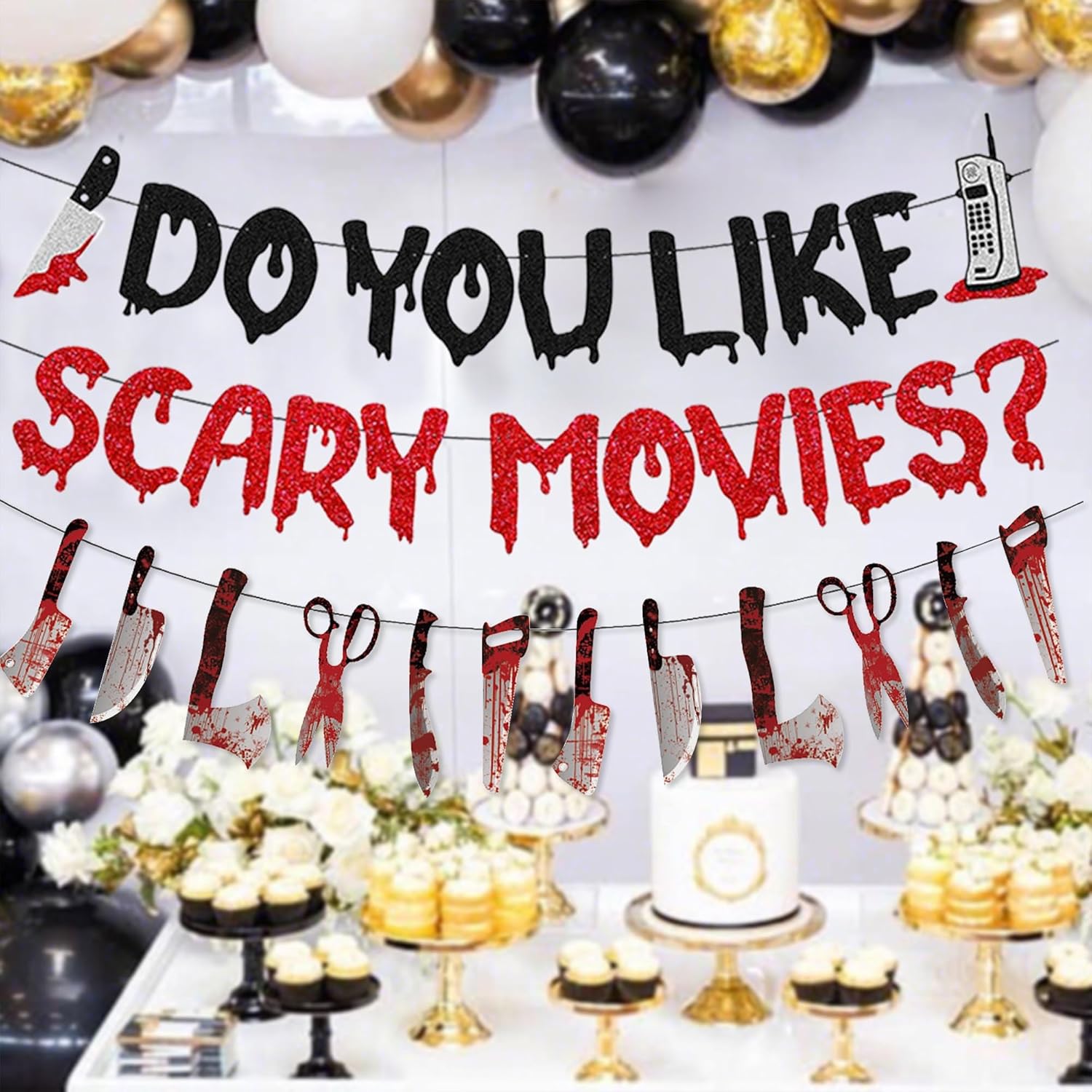Halloween Birthday Party Decor Glitter Banner