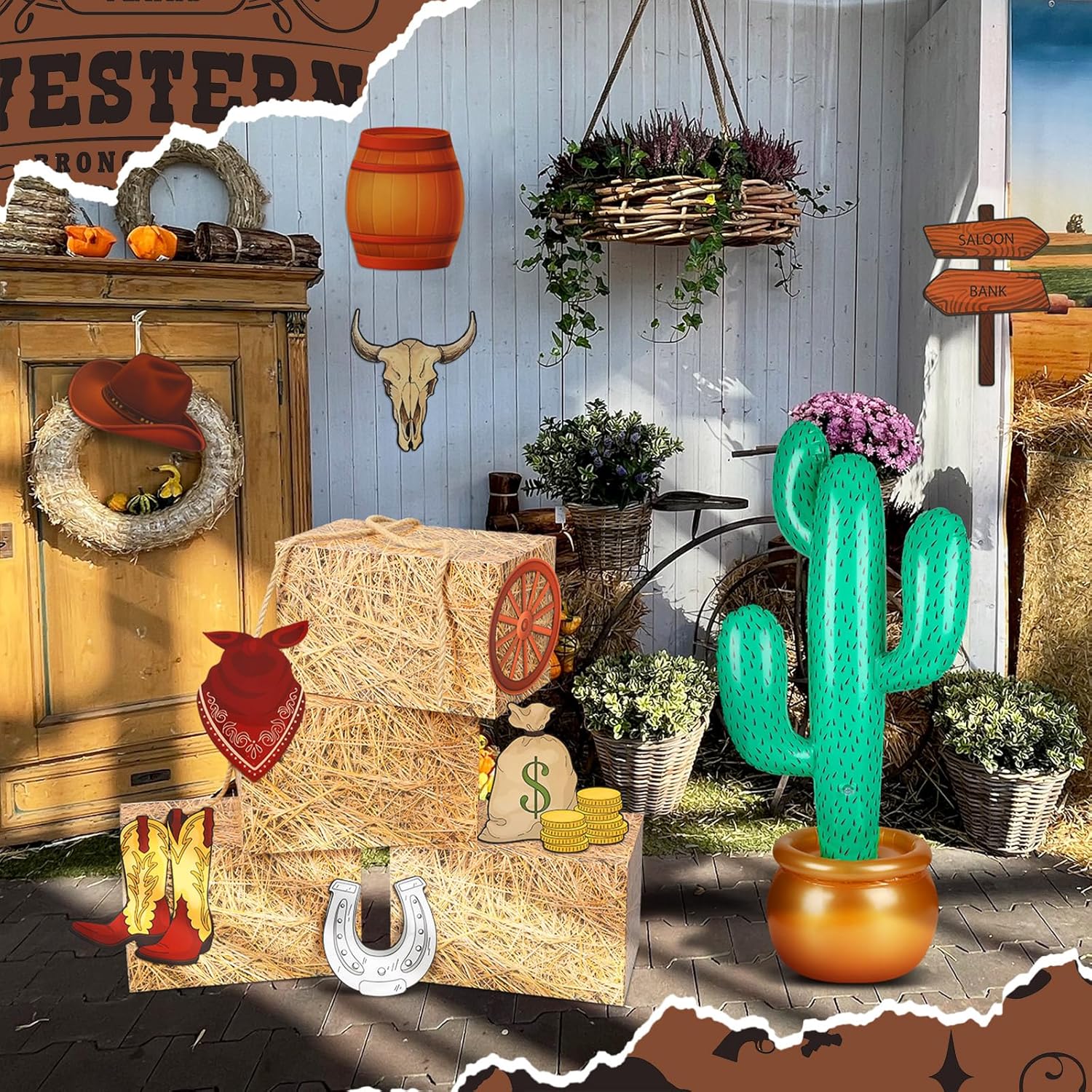 14 Pcs Western Cowboy Party Decorations Set