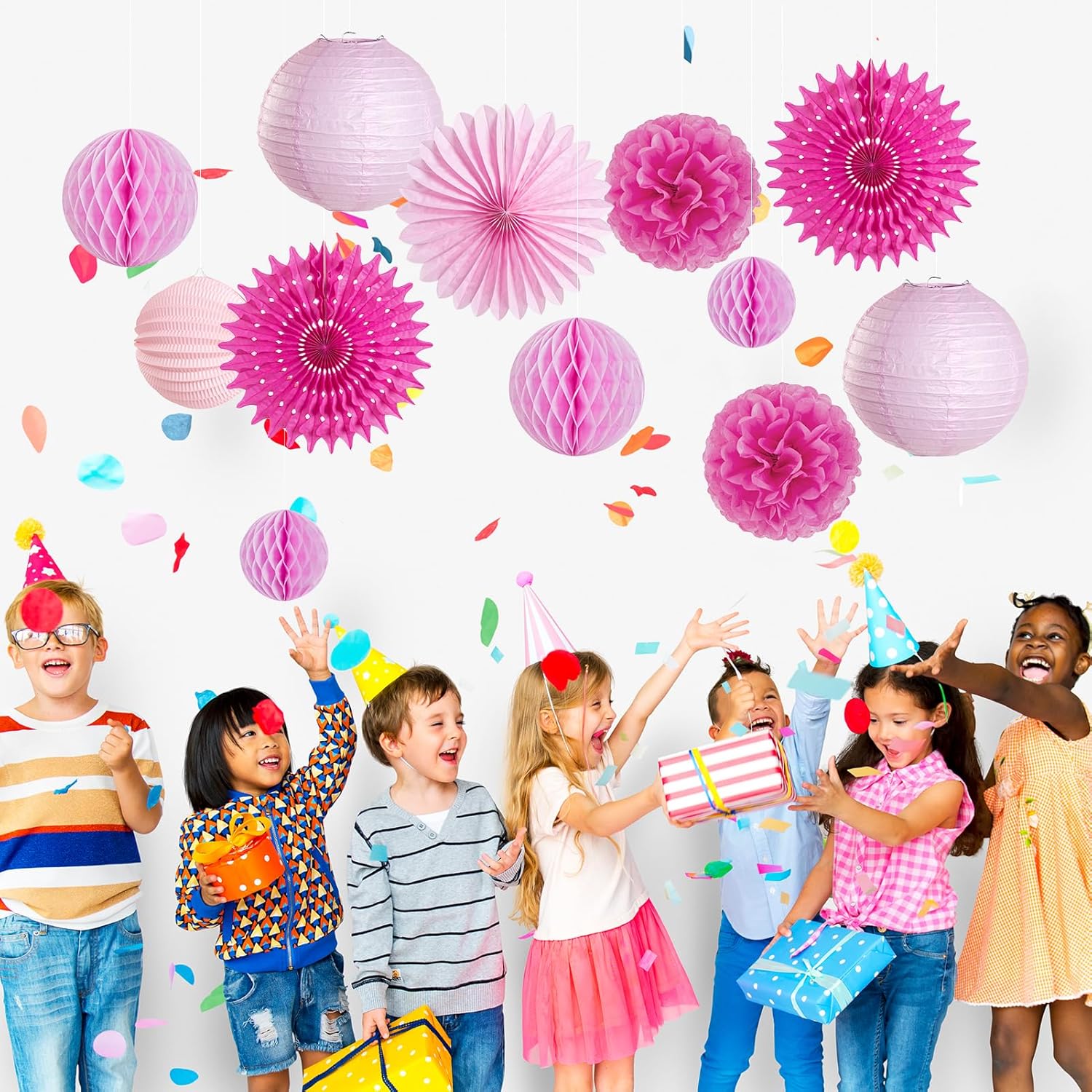 12Pcs Hot Pink Party Decorations Set