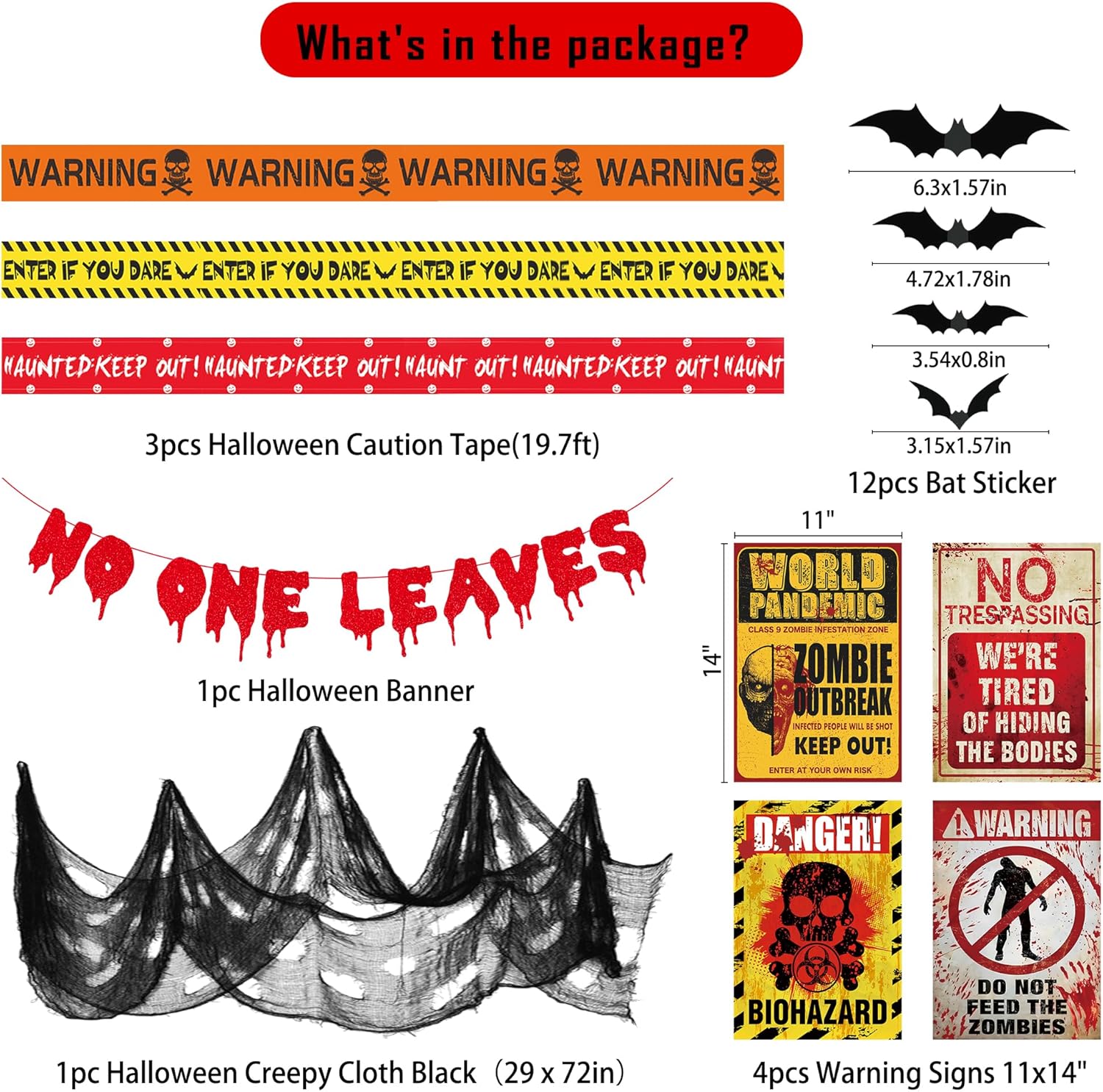 Roetyce Halloween Decorations Kit with Banners and Stickers