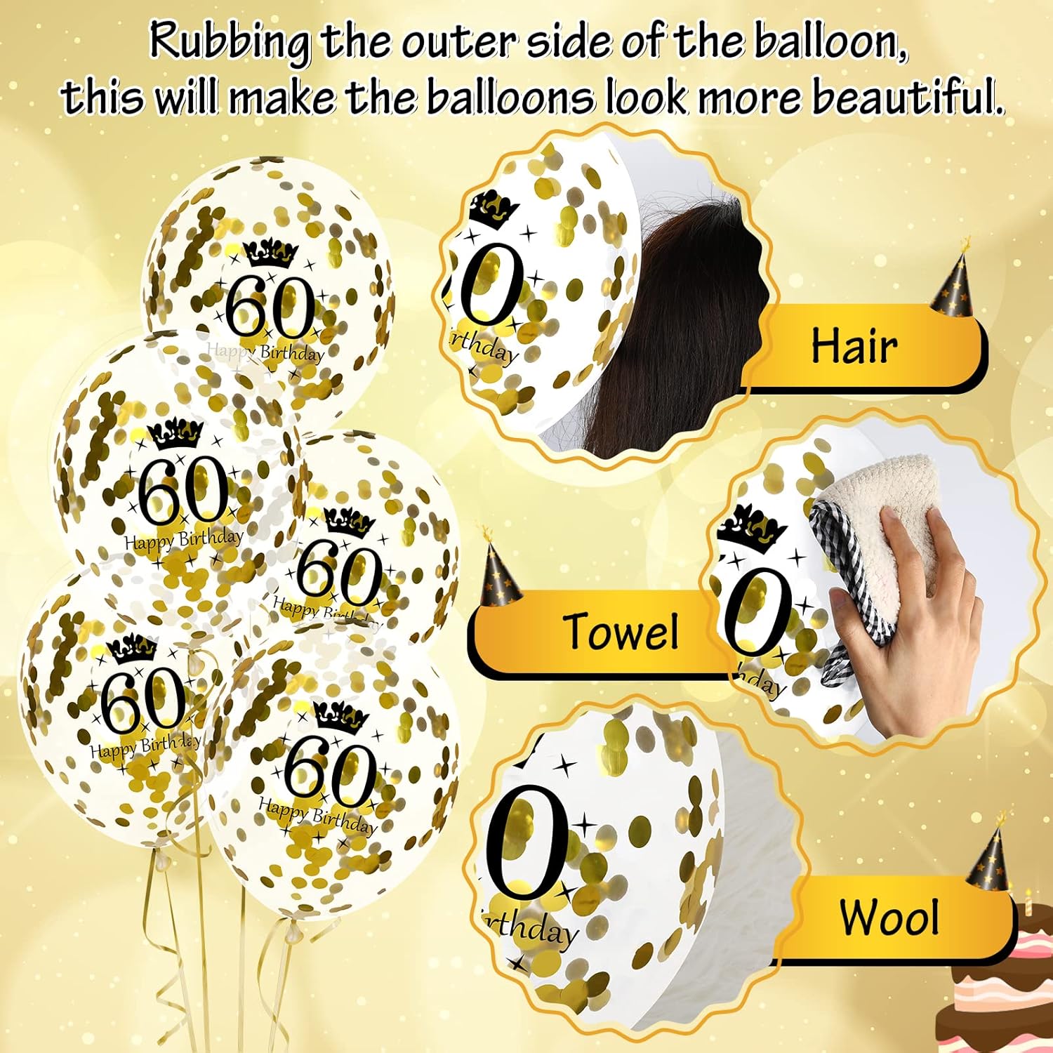 Black Gold 60th Birthday Balloons 15 Pcs Party Decor