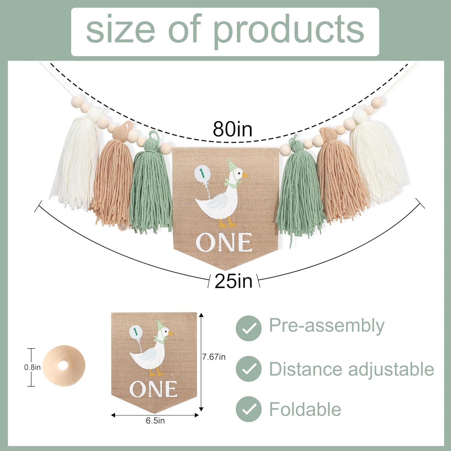 Goose One Happy Birthday High Chair Banner