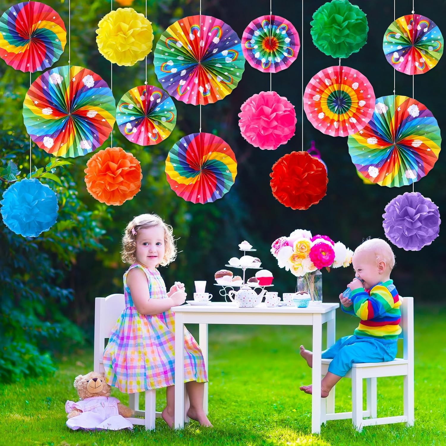 Outus 21 Pcs Rainbow Party Decorations
