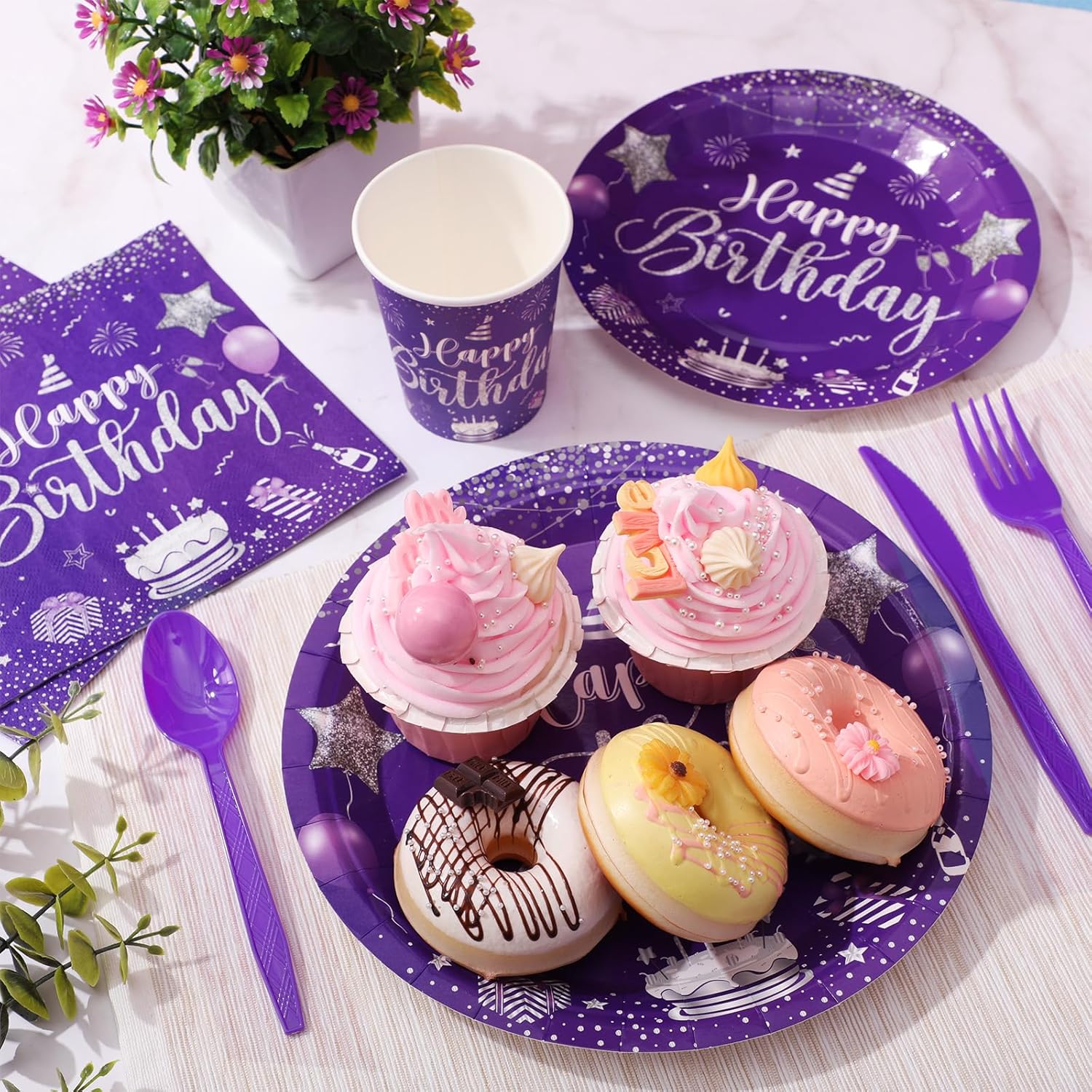 Vesici 350 Pcs Happy Birthday Tableware Set