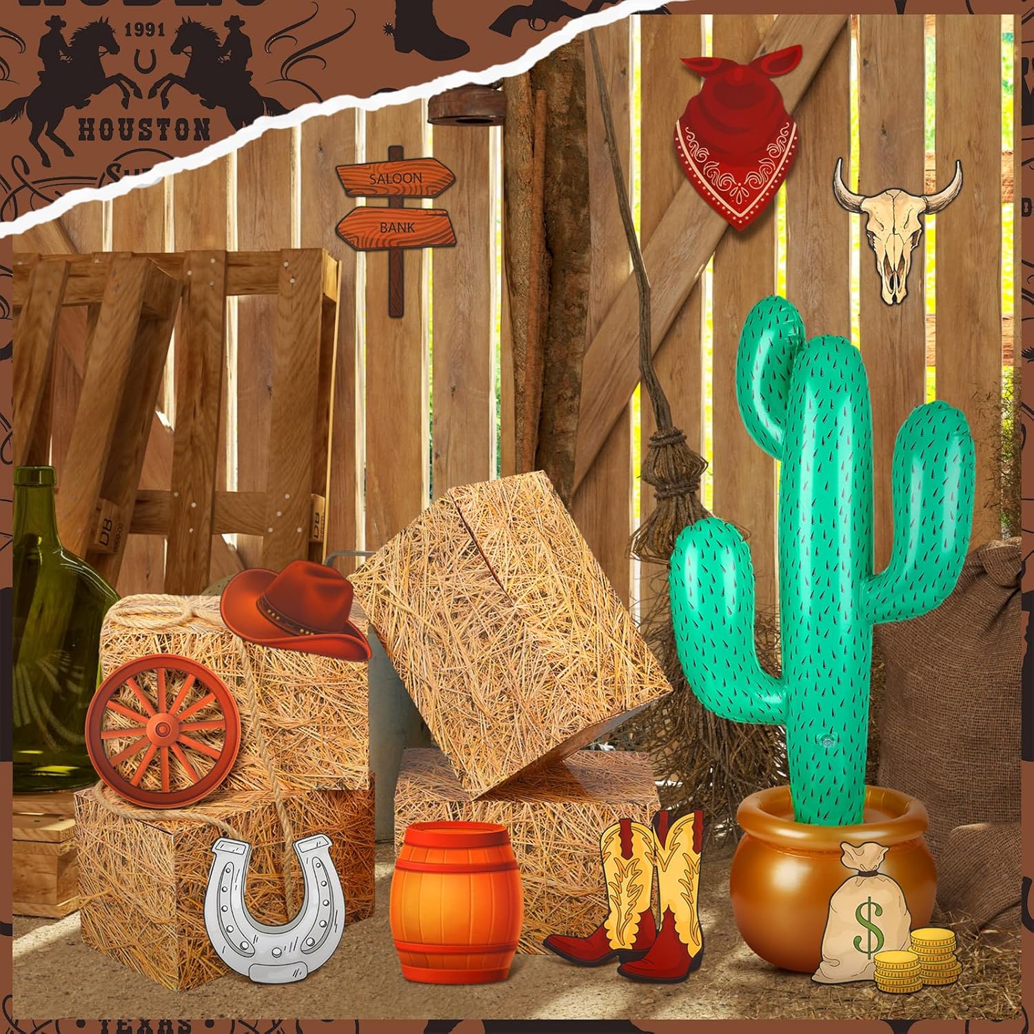 14 Pcs Western Cowboy Party Decorations Set