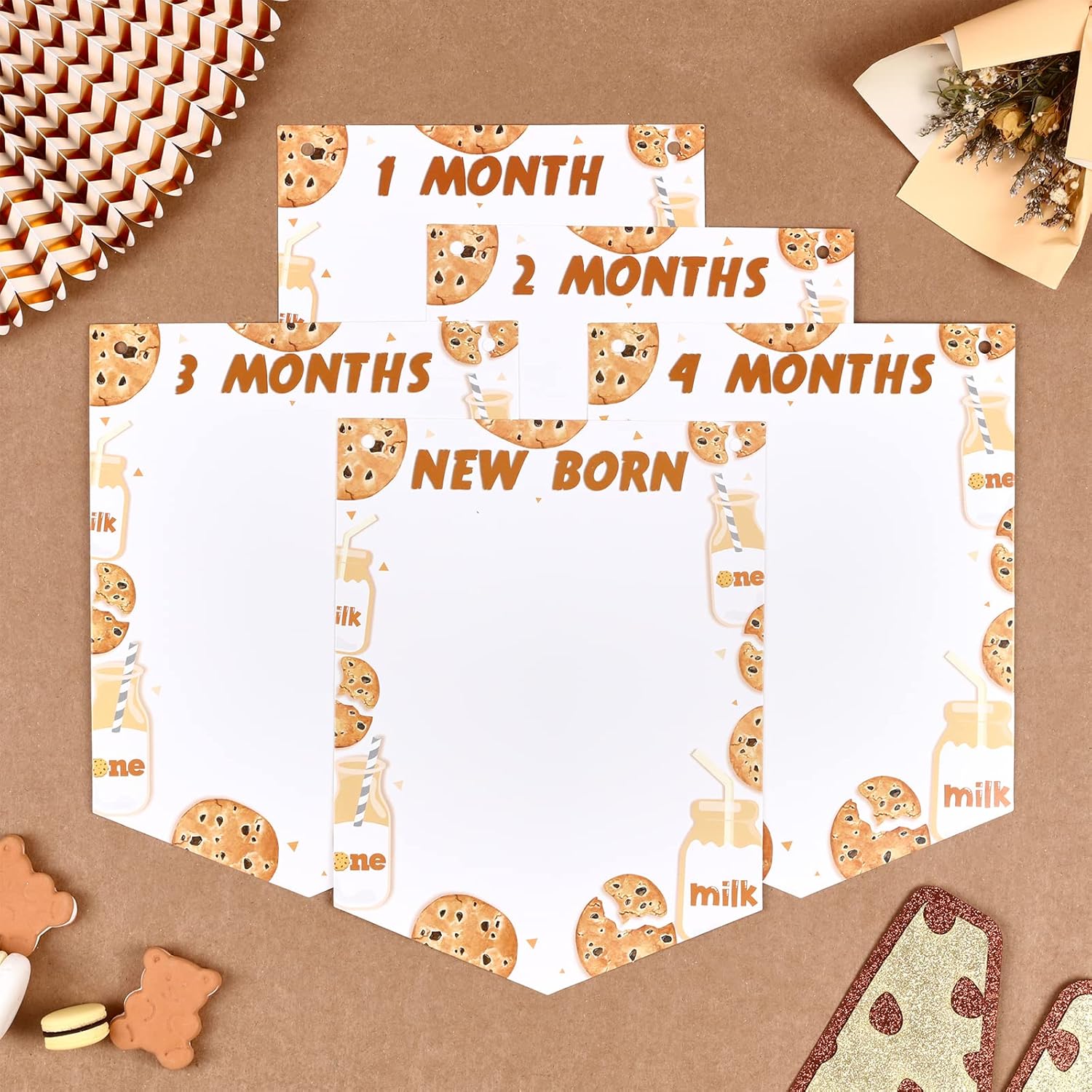 Sursurprise 1st Birthday Cookie and Milk Photo Banner for Kids