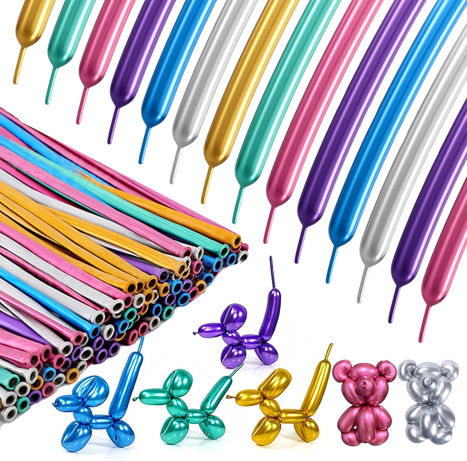 Premium 80pcs Metallic 260 Balloons Multicolored
