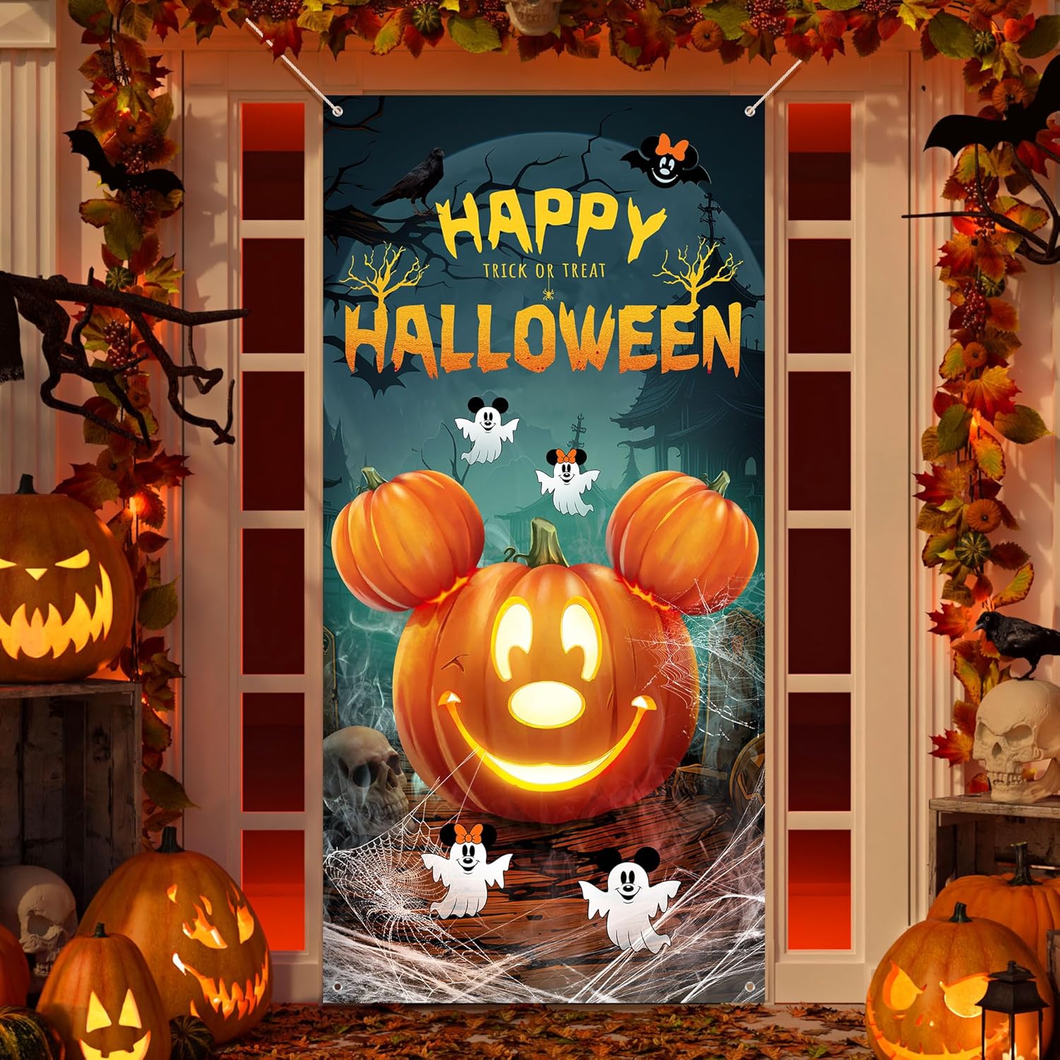 Halloween Mouse Pumpkin Banner - Large Door Cover Decor
