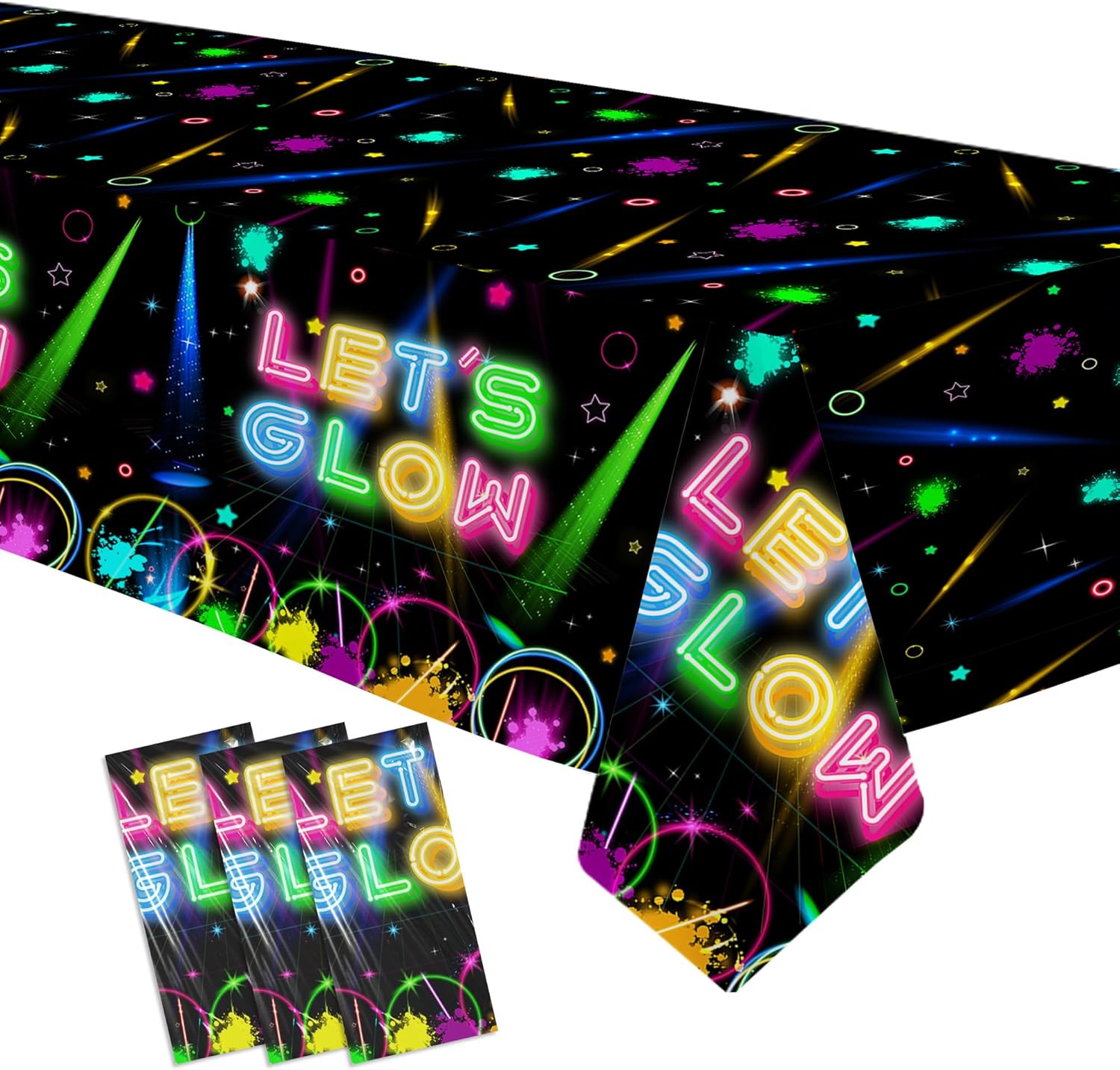Neon Glow Birthday Tablecloth Set of 3