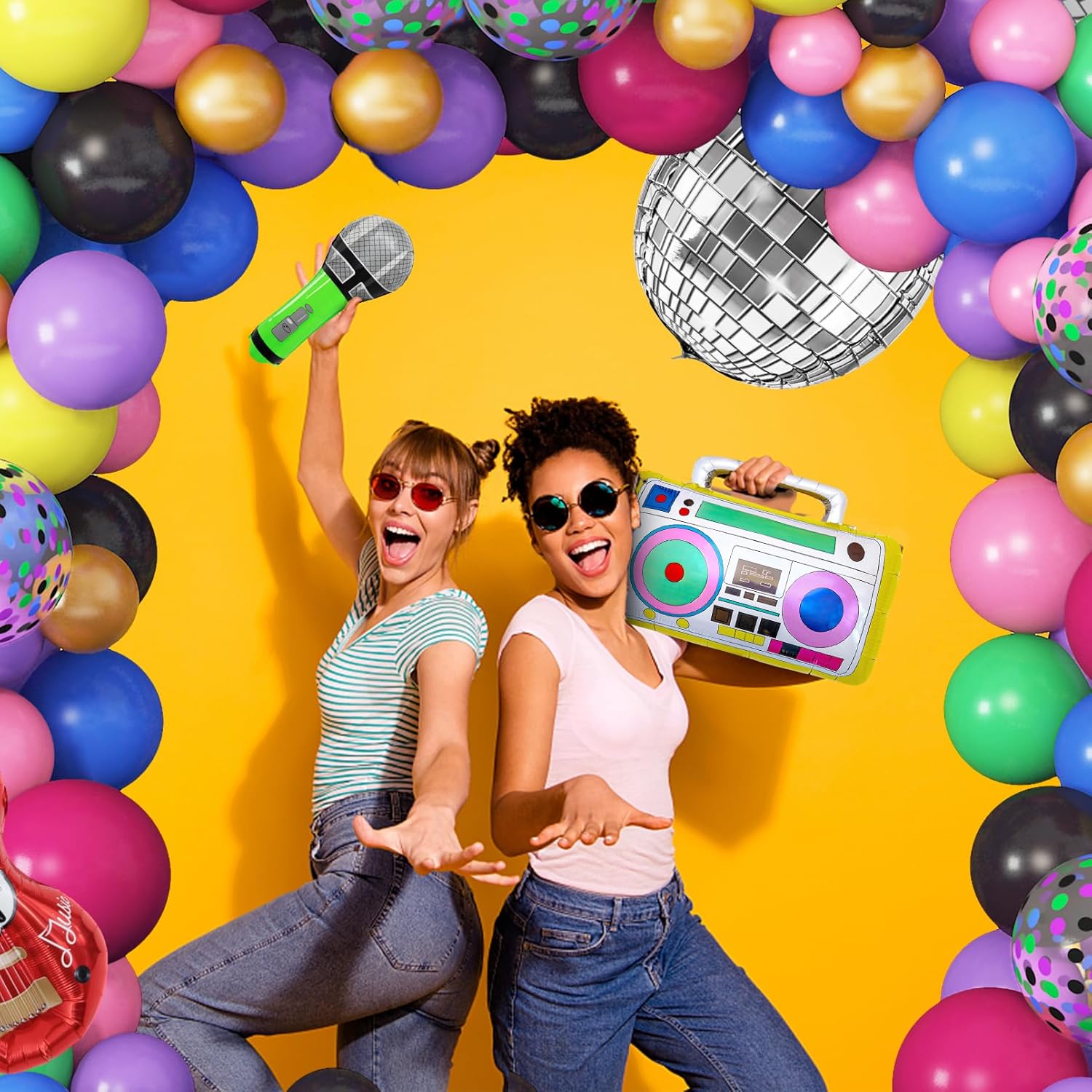 Amandir 80s 90s Party Decor Kit 90Pcs Balloons