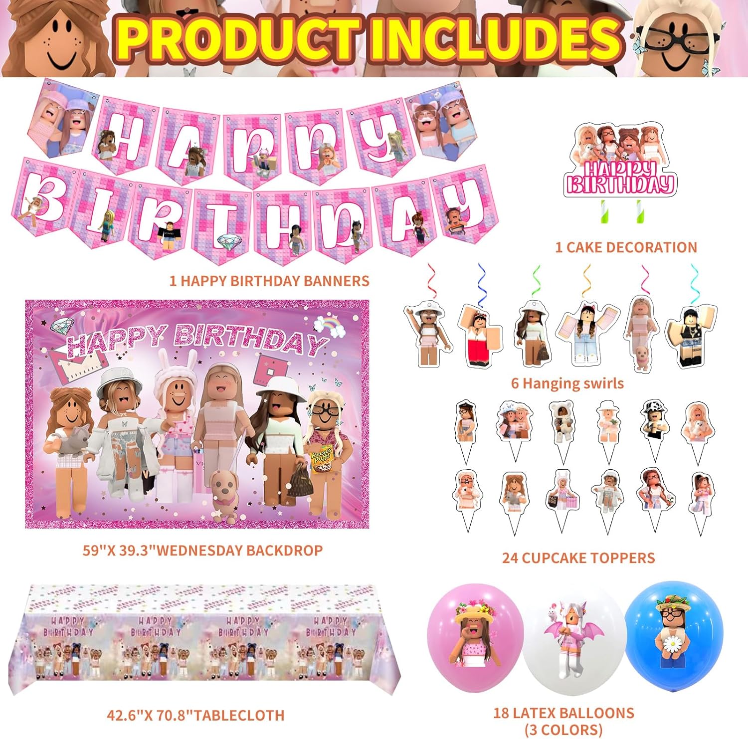 Birthday Party Decor Set - Happy Birthday Supplies Included