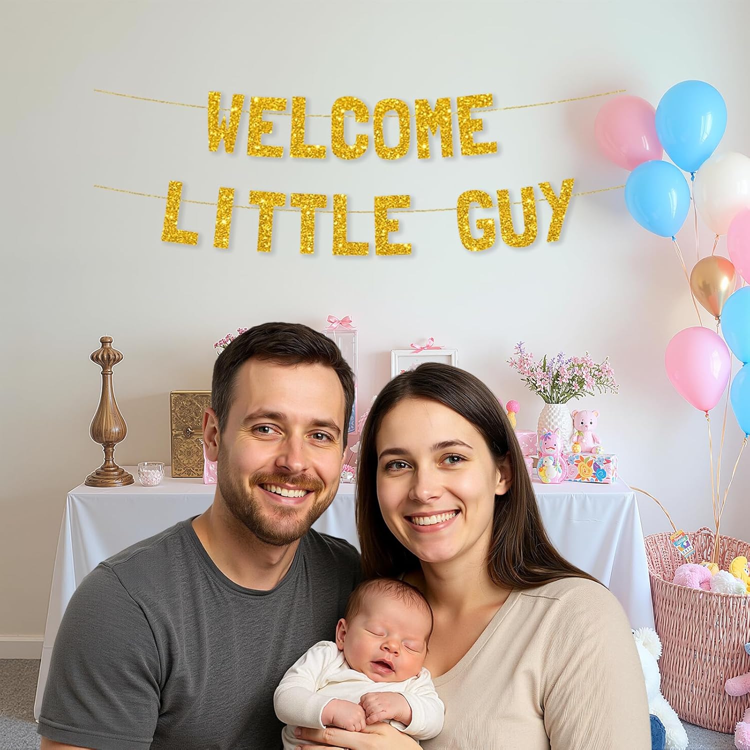 Meowoo Joyful Welcome Party Banner with Glittery Gold Letters